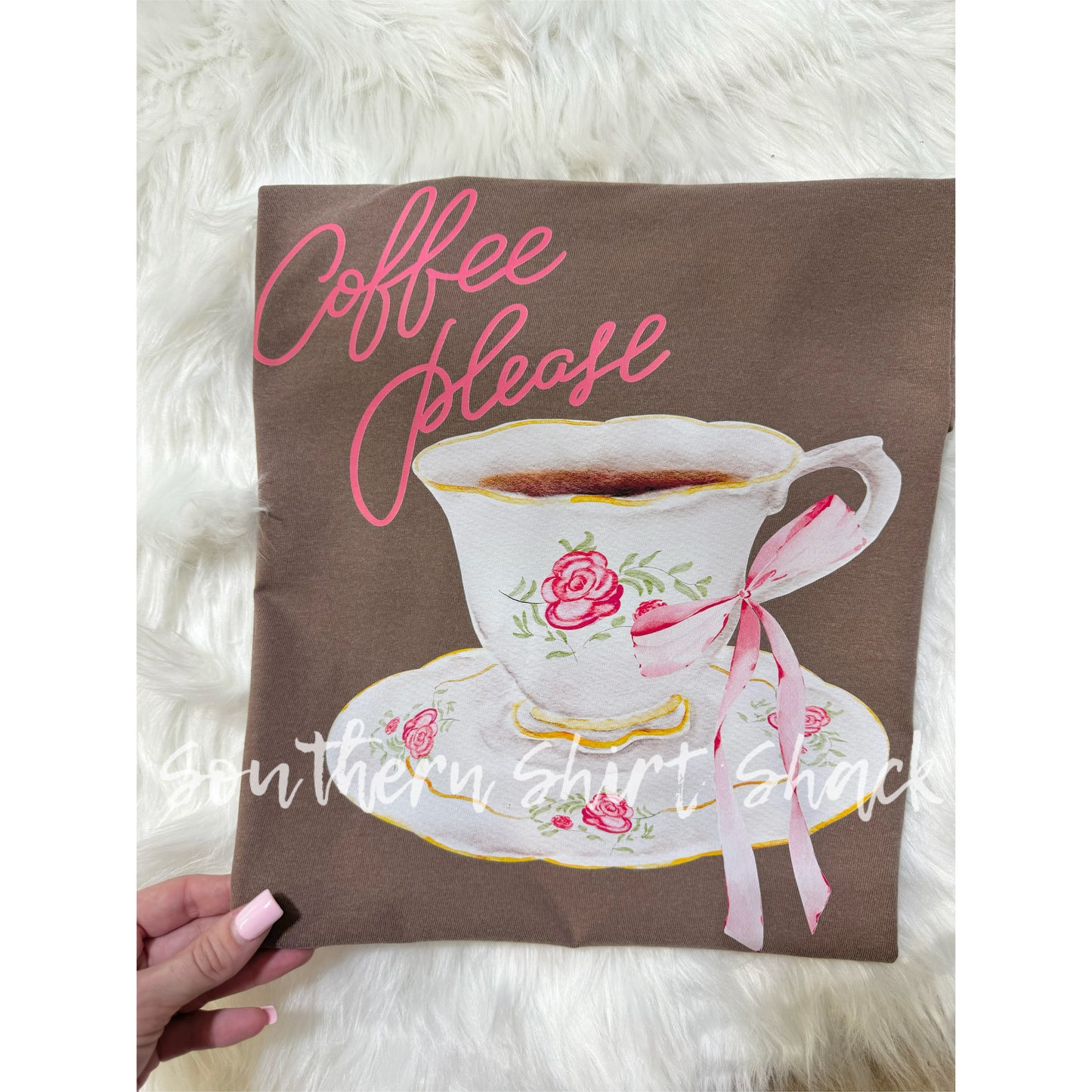 Coquette Coffee Please Comfort Colors tee | Espresso