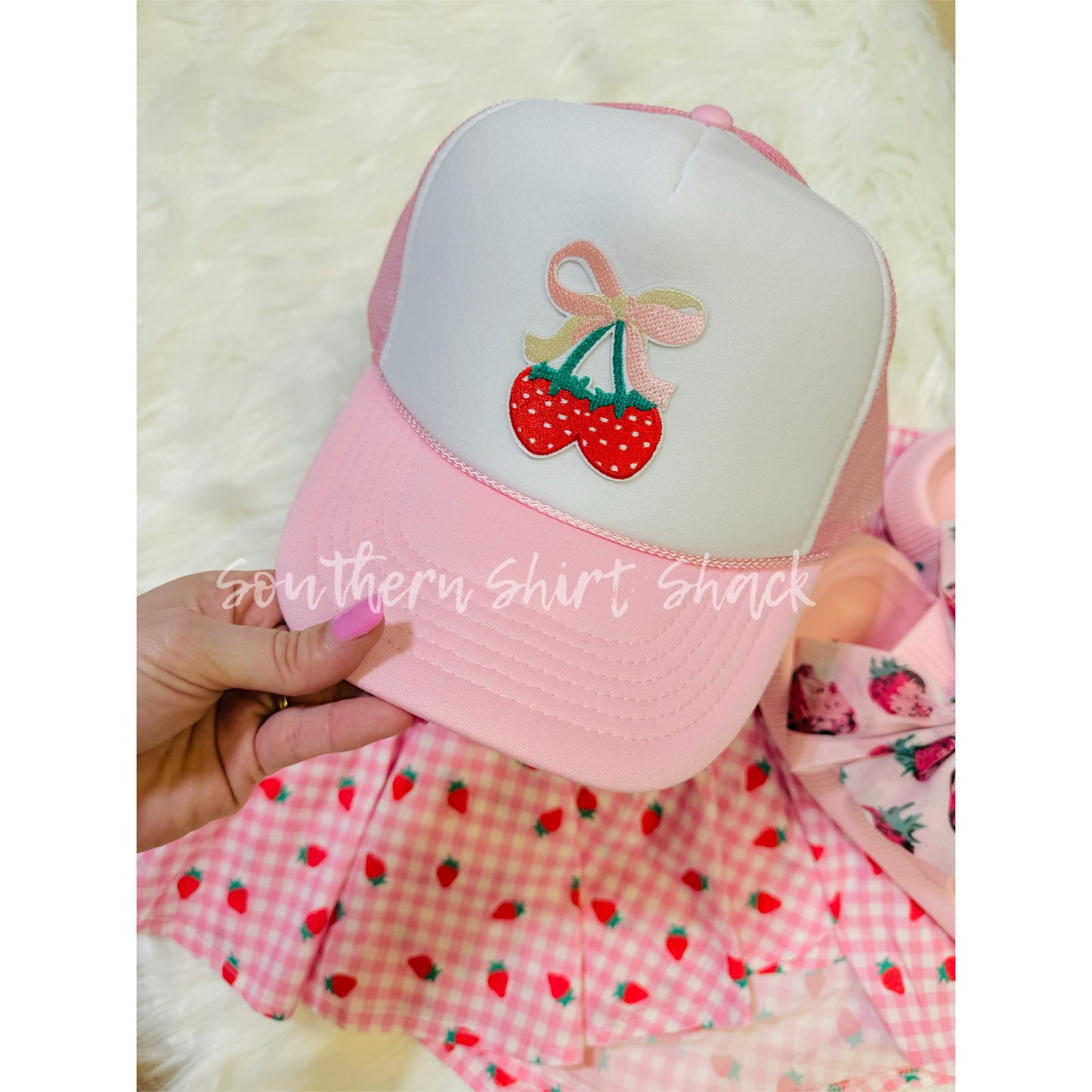Strawberry Bow trucker hat