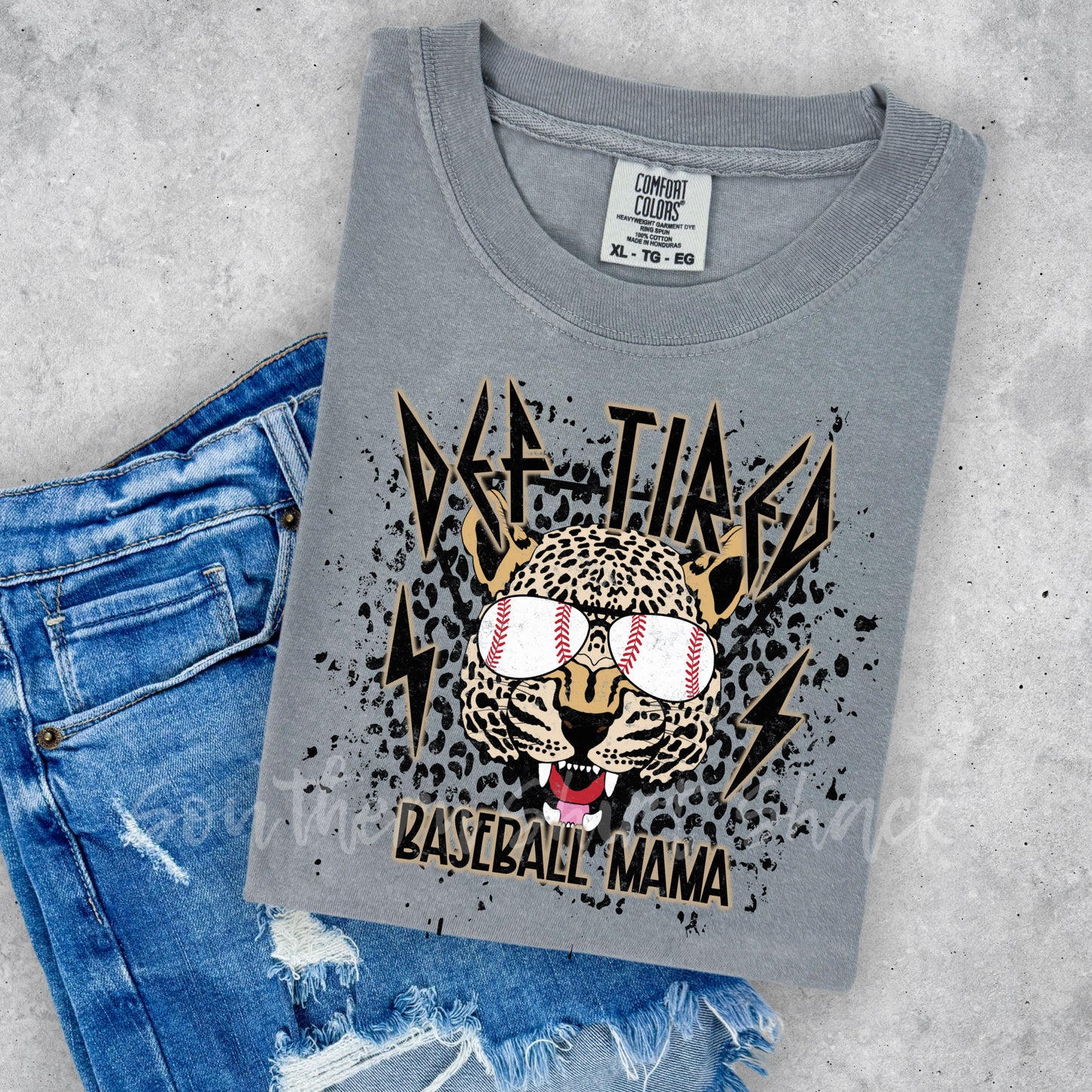 Def Tired Baseball Mama Comfort Colors tee | Gray