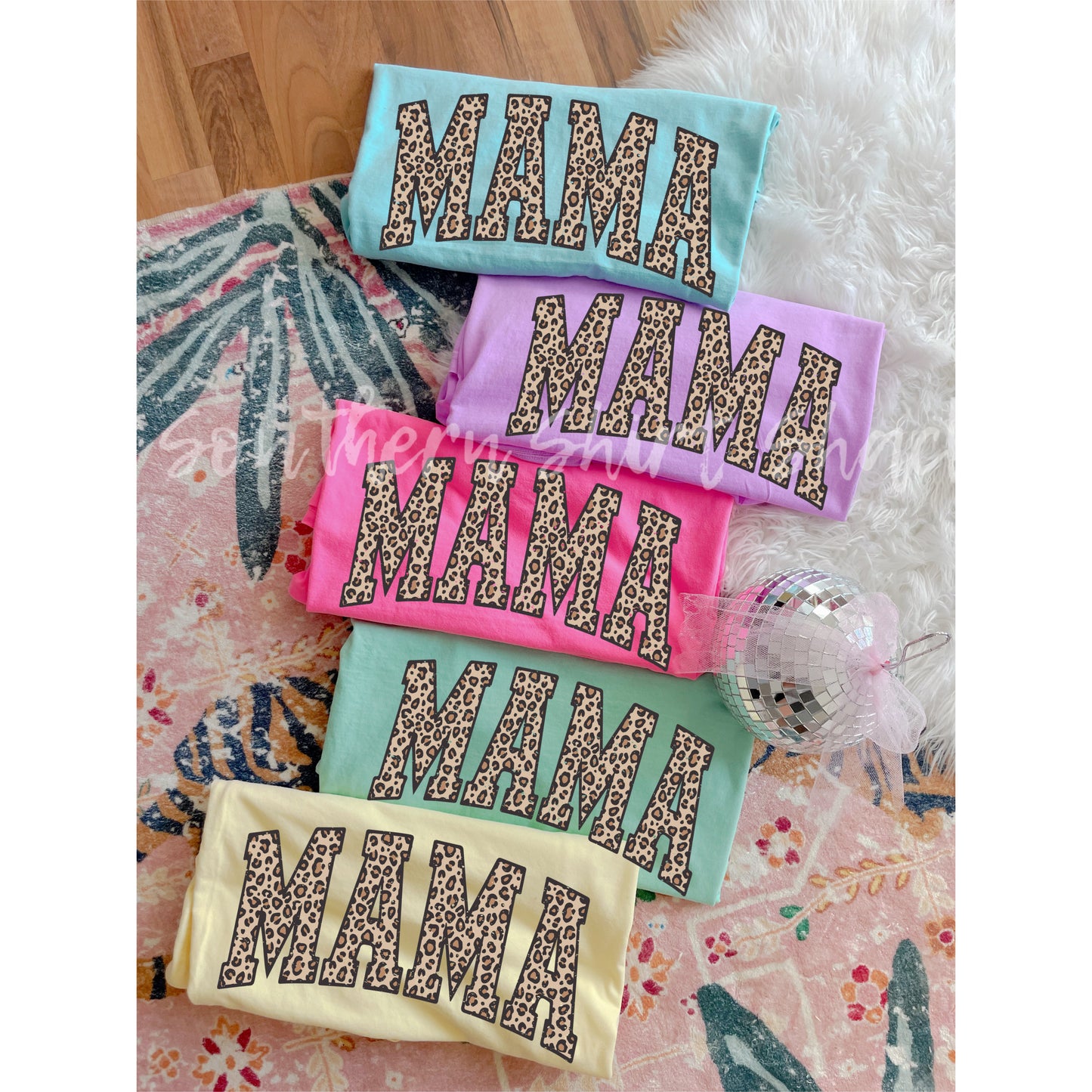Varsity leopard mama Comfort Colors tee