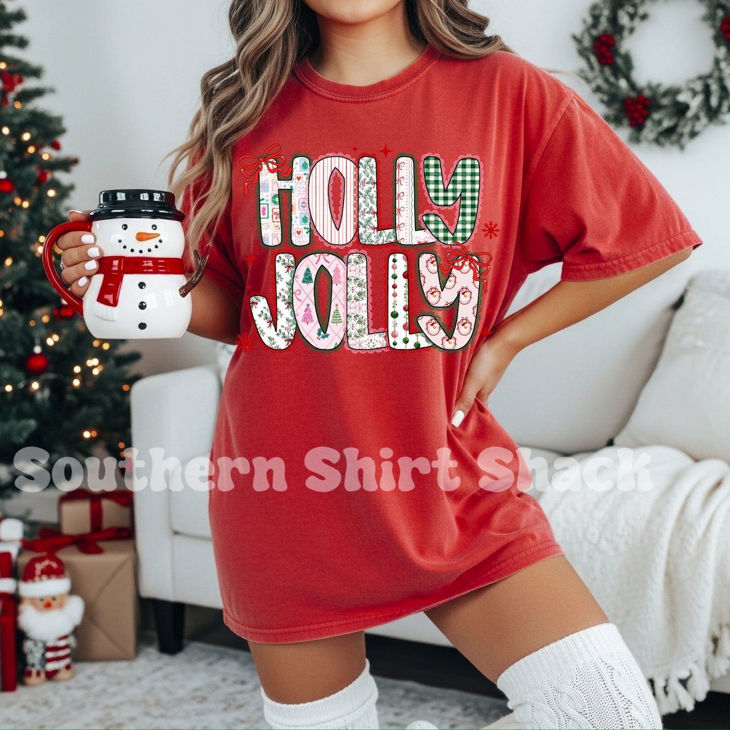 Holly Jolly |Crimson Comfort Colors Tee