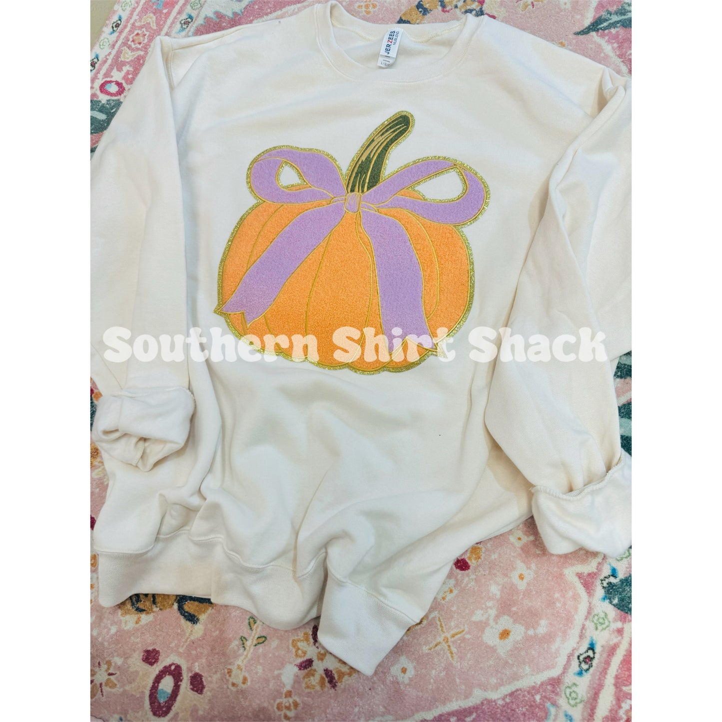 Pumpkin Bow Patch Sweatshirt | Cream