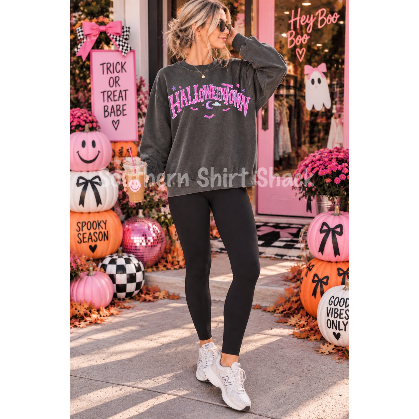 Pink Hallowe3ntown | Pepper Comfort Colors Sweatshirt
