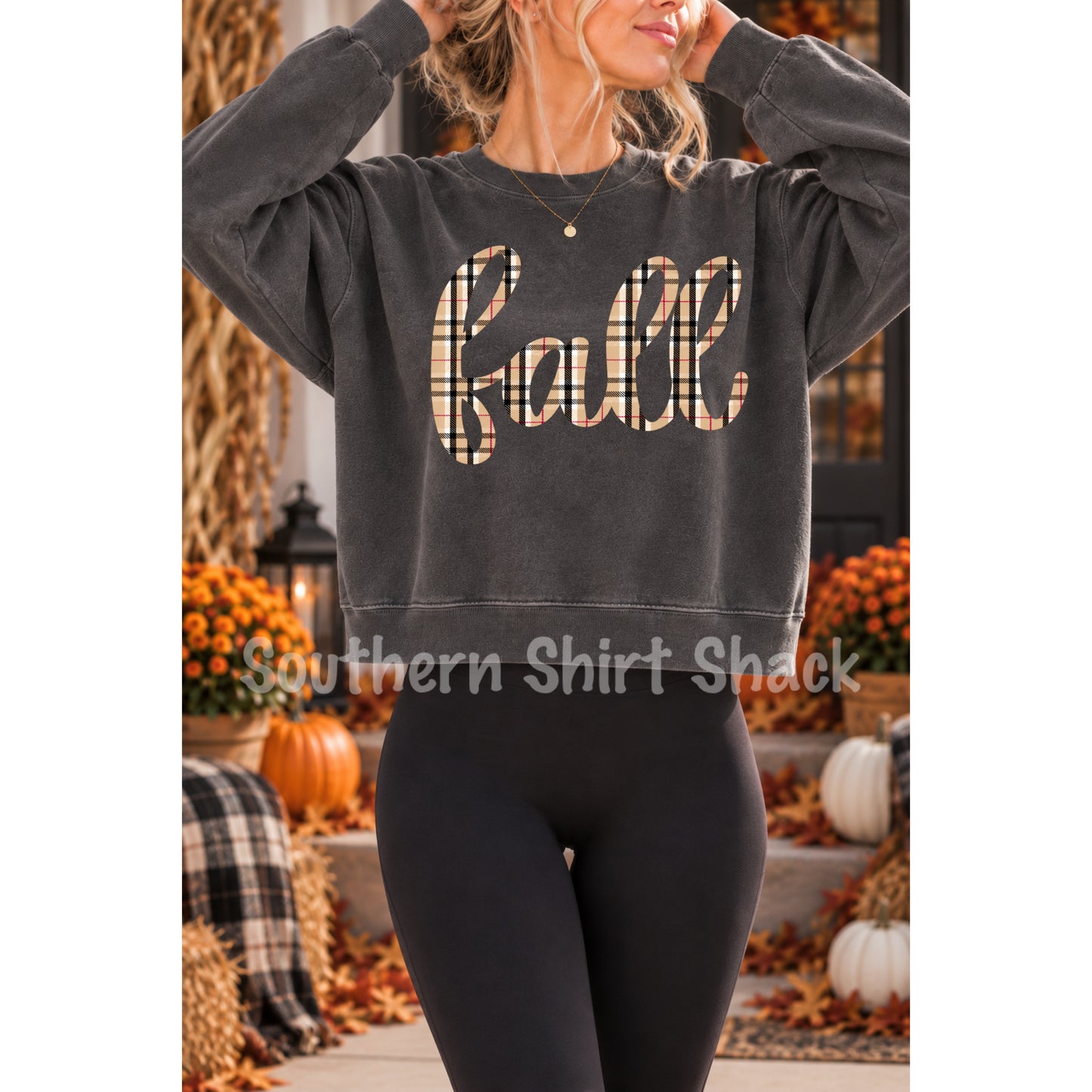 Plaid Fall | Pepper Comfort Colors Cropped Sweatshirt