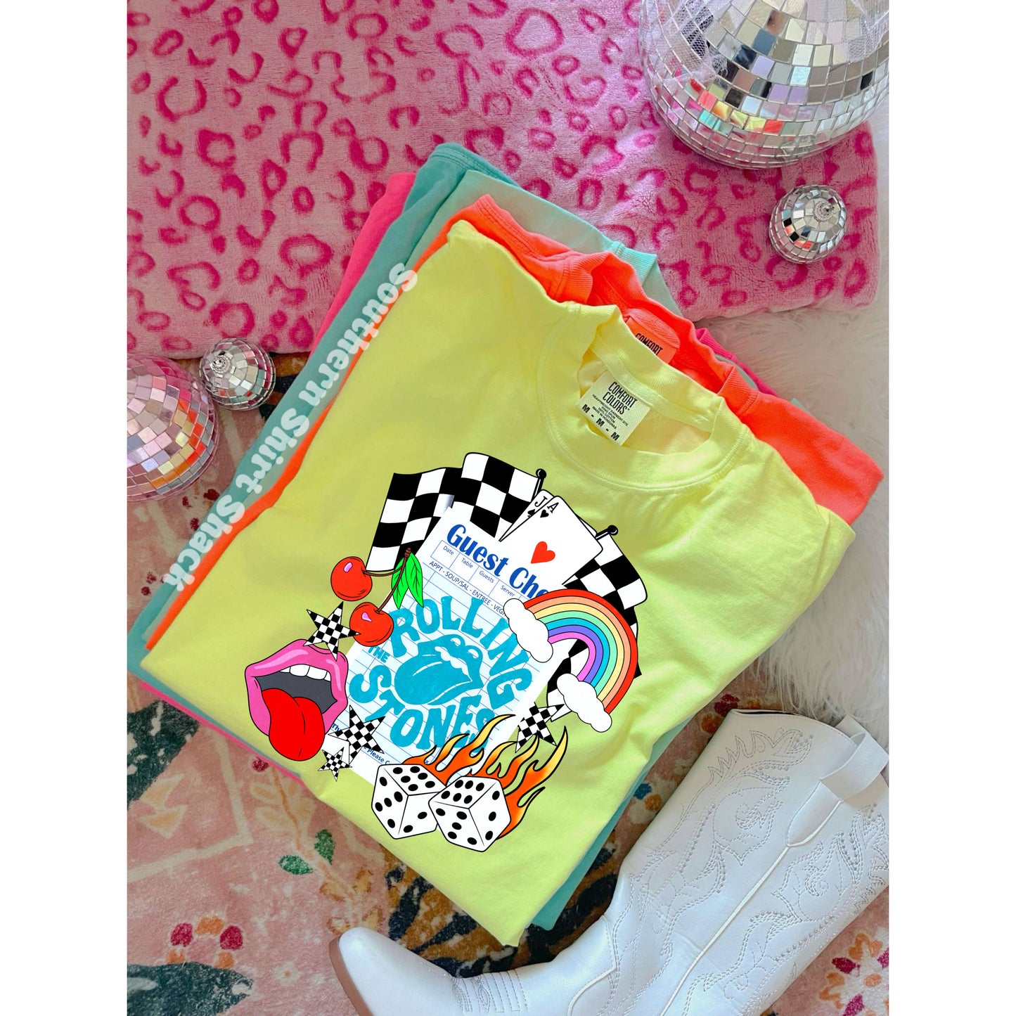 Preppy Rock n Roll Neon Lemon Comfort Colors Tee