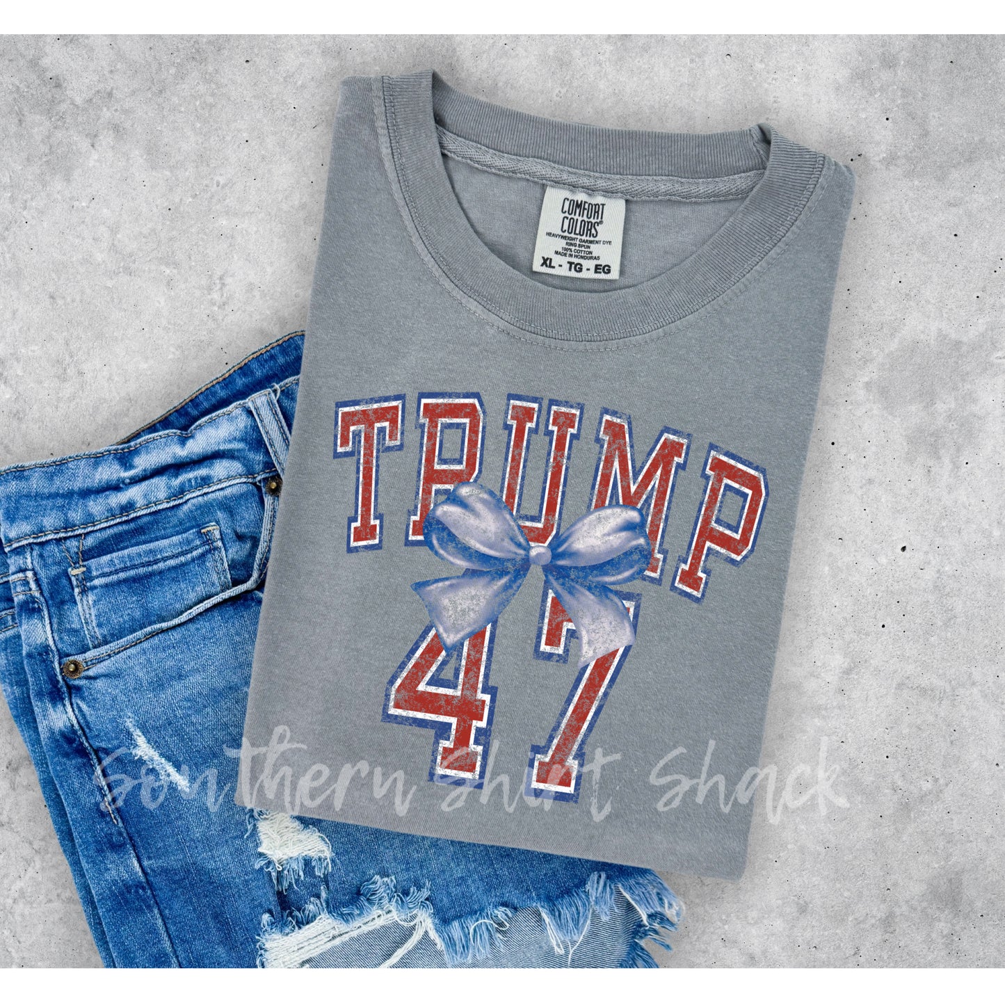 Varsity Trump 47 Bow | Gray CC tee