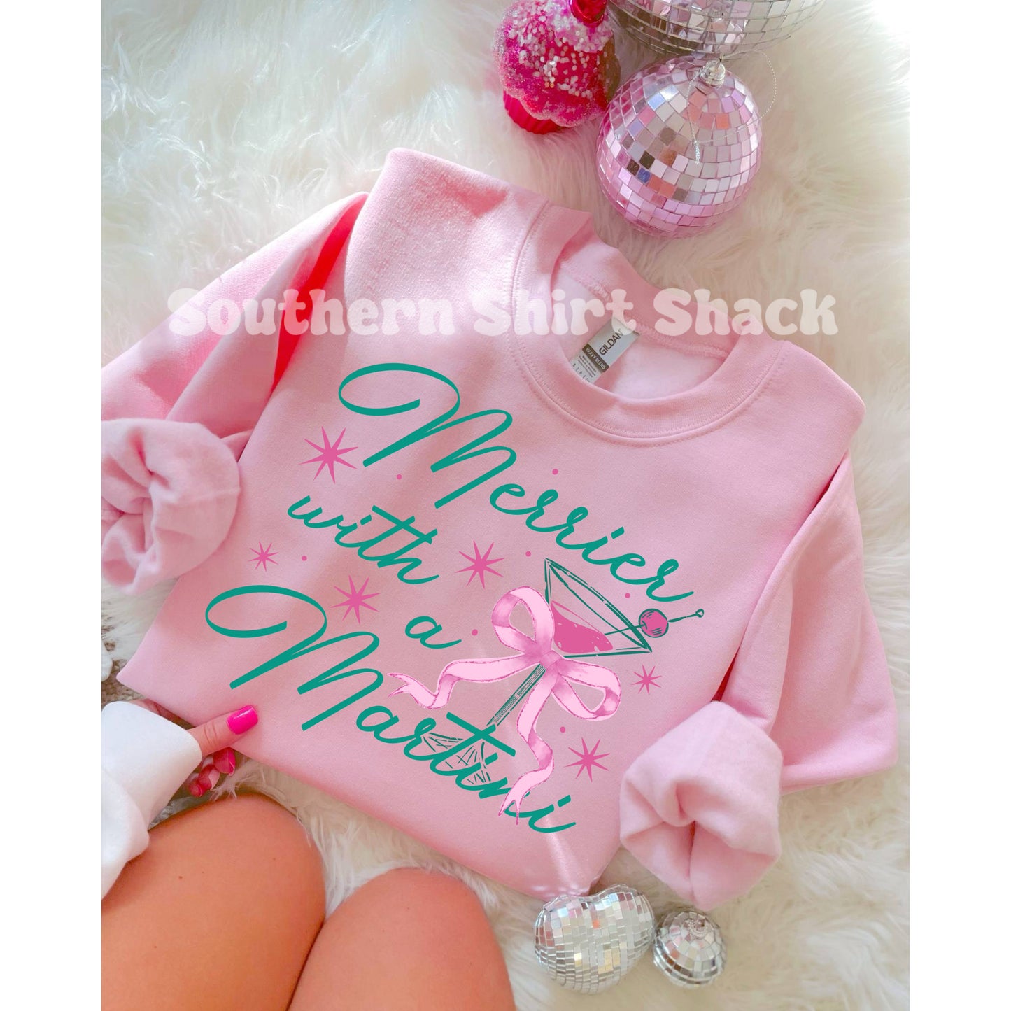 Merrier with a Martini | Light Pink Sweatshirt