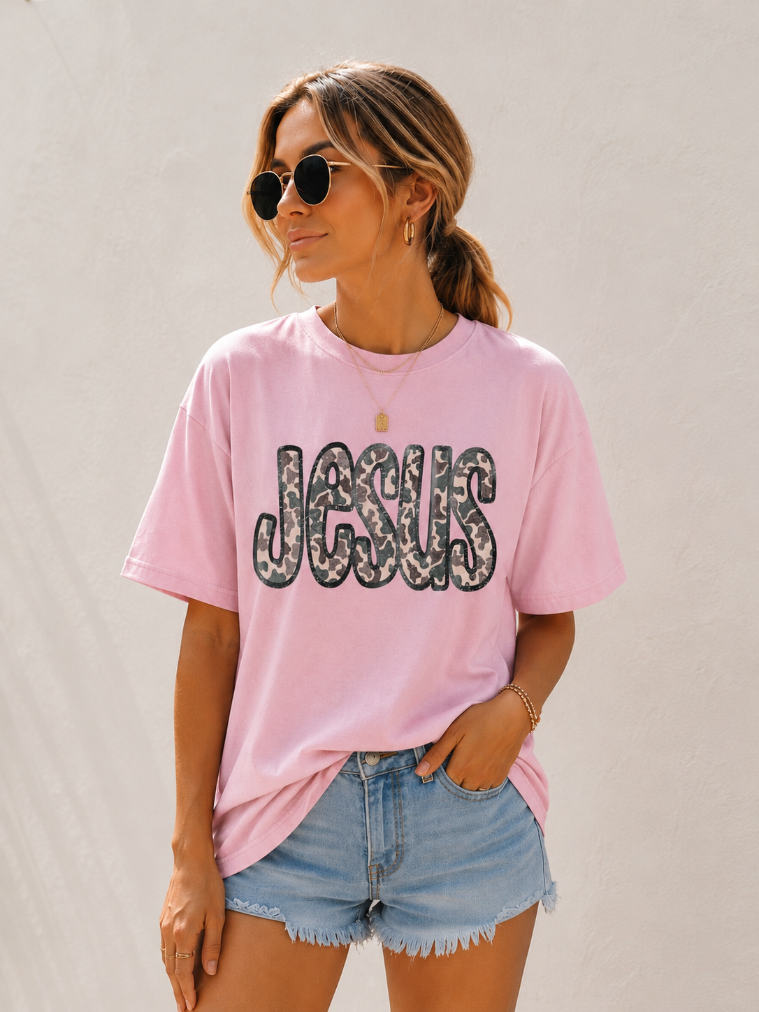 Preppy Duck Camo Jesus Comfort Colors tee | Blossom