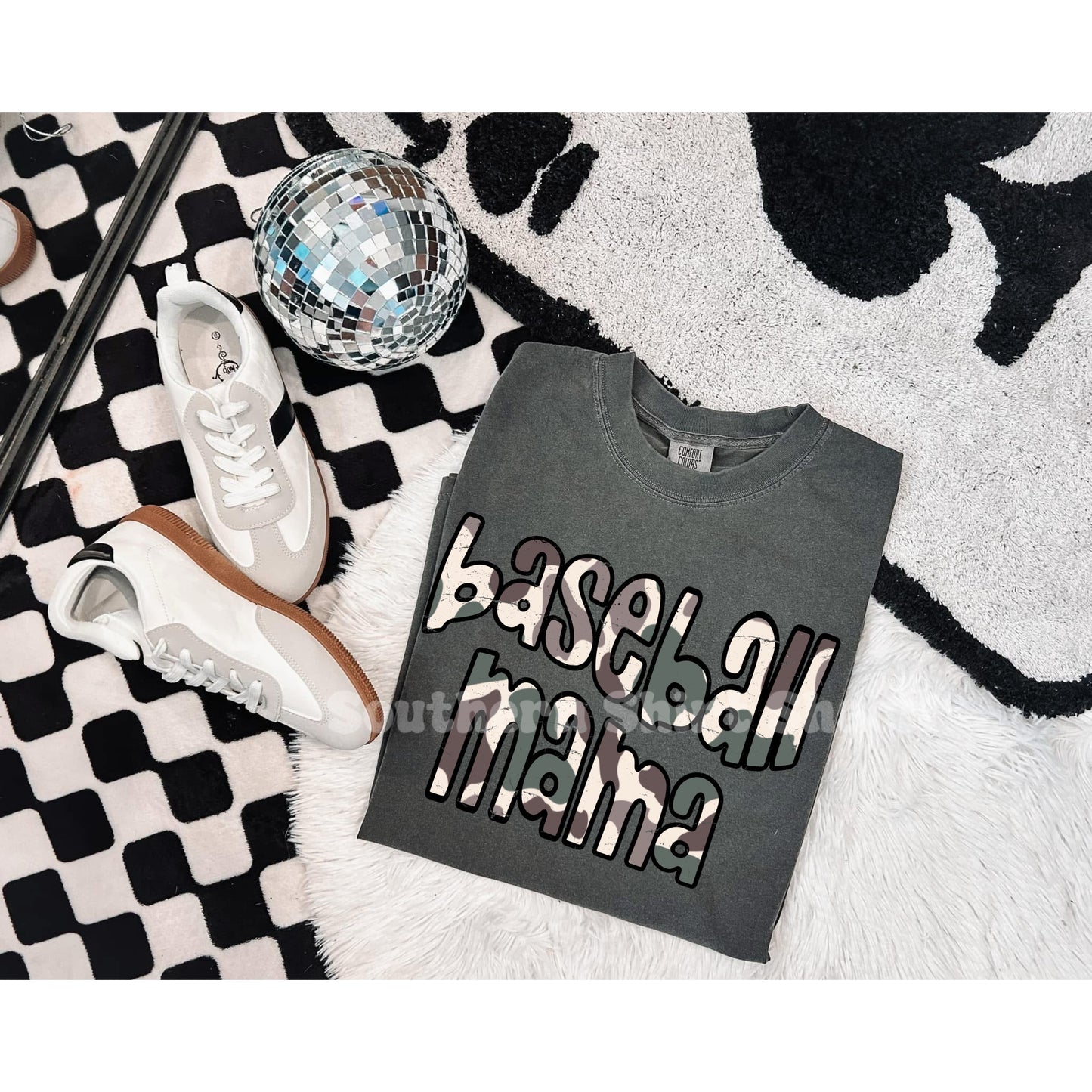 Camo Baseball Mama | Pepper Comfort Colors Tee