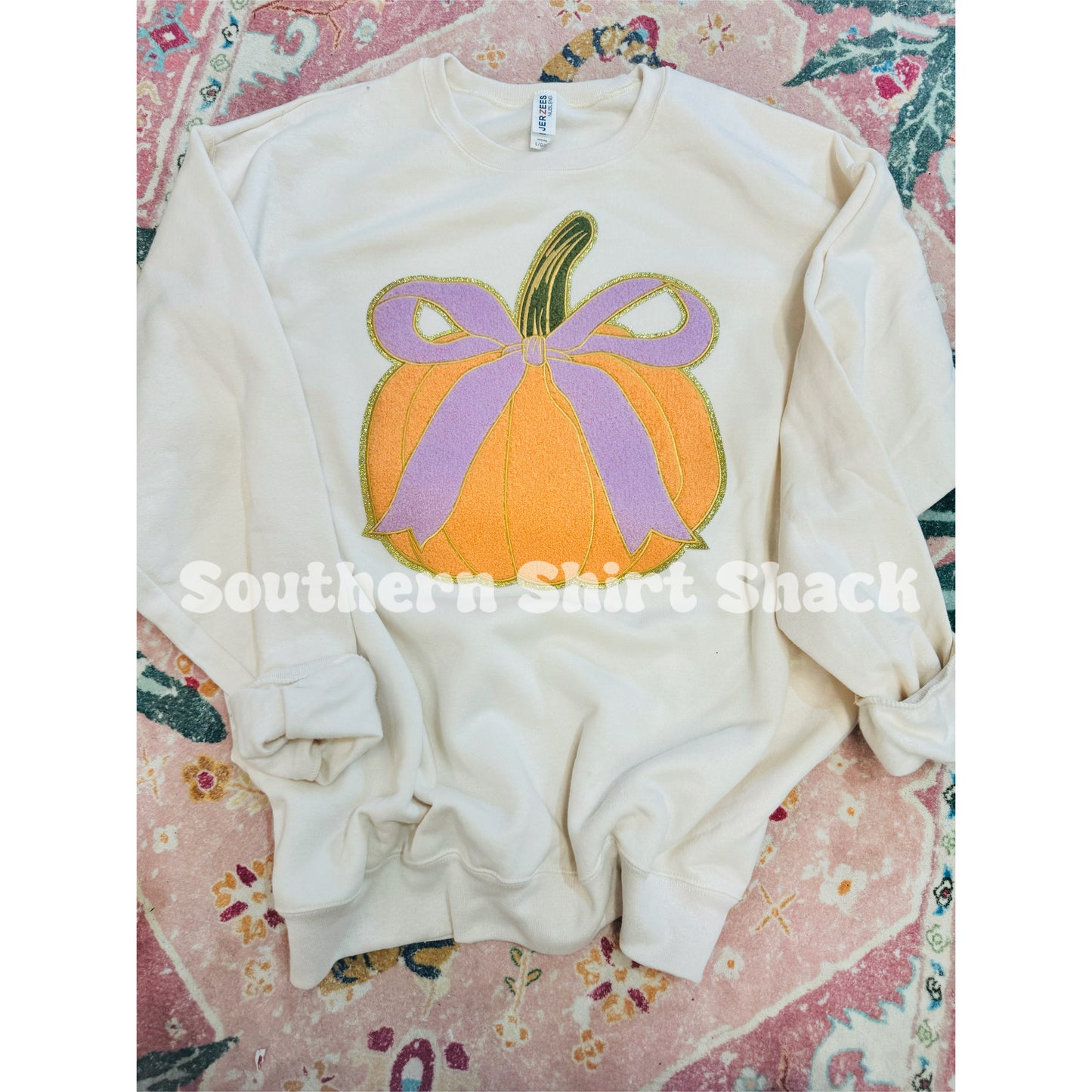 Pumpkin Bow Patch Sweatshirt | Cream