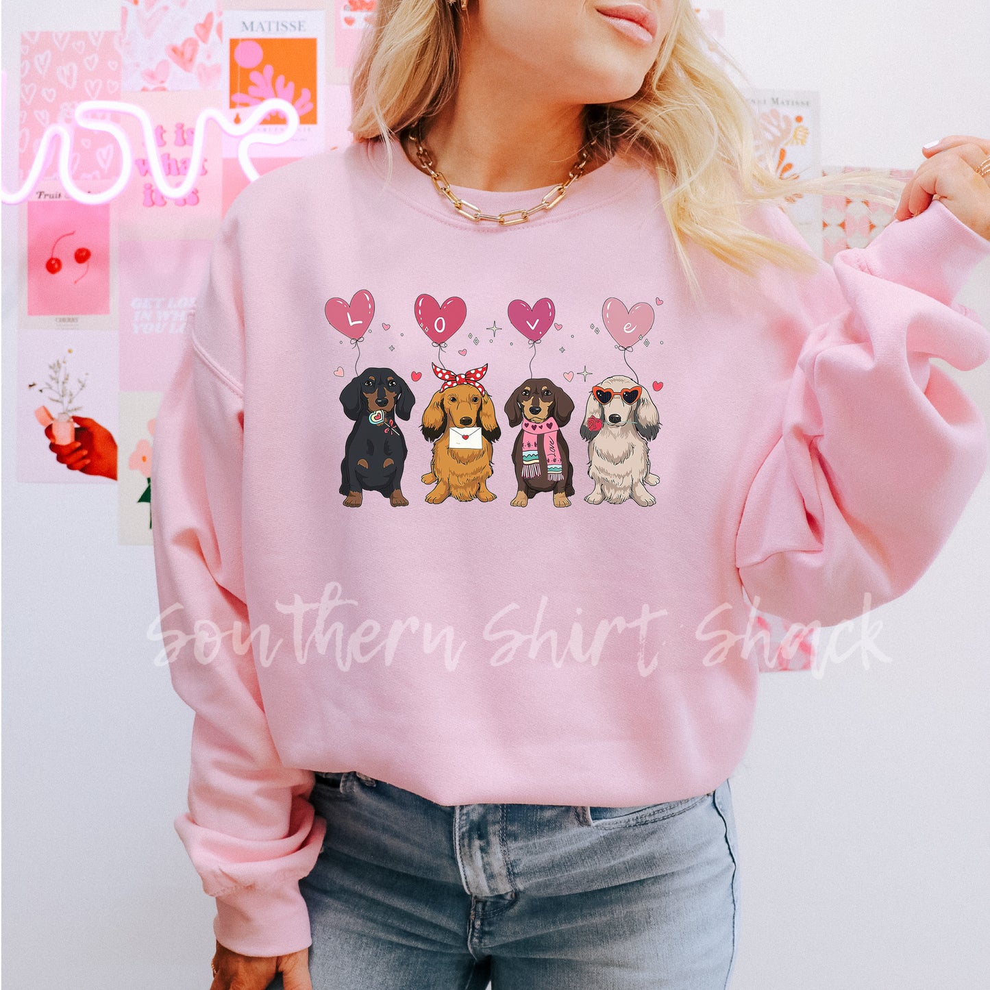 Valentine Weenies Sweatshirt | Light Pink