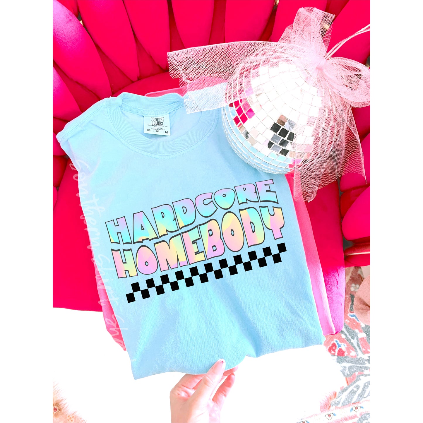 Hardcore Homebody Comfort Colors tee | Chambray