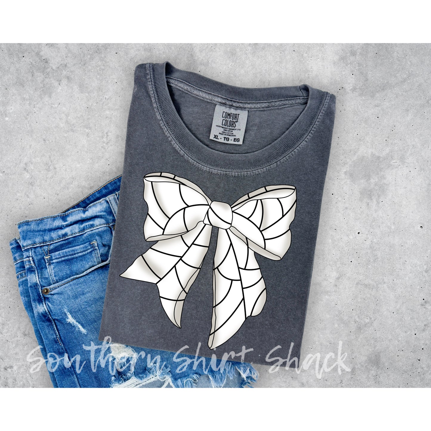 Coquette Volleyball Bow Comfort Colors tee | Pepper