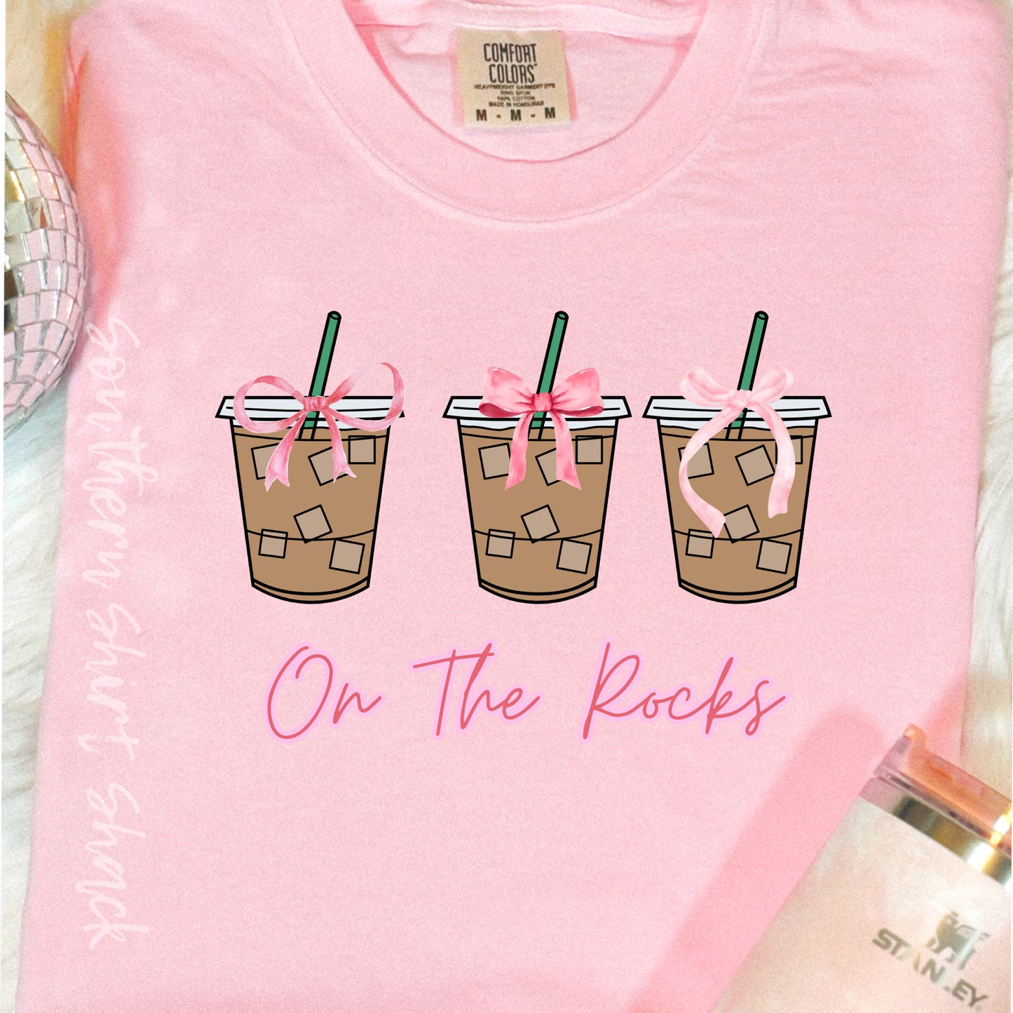 On the rocks iced coffee Comfort Colors tee | Blossom