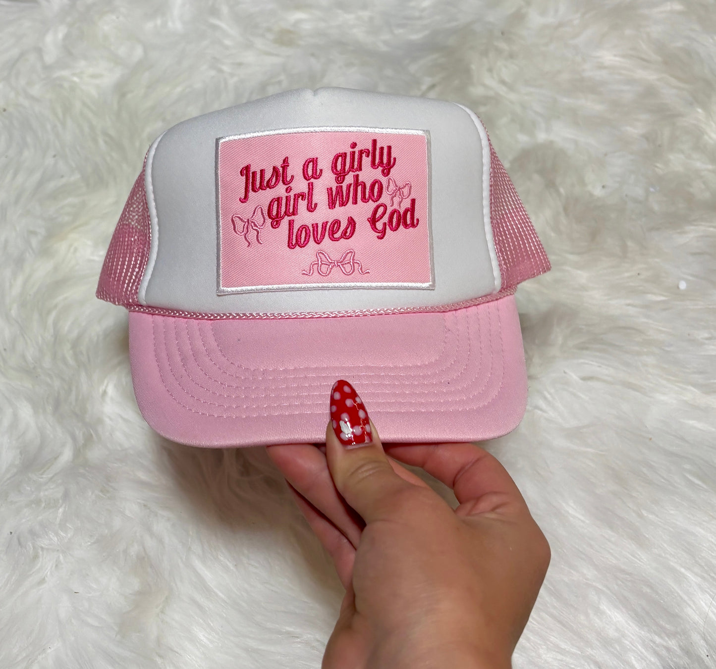 Girly who loves God trucker hat | READY TO SHIP