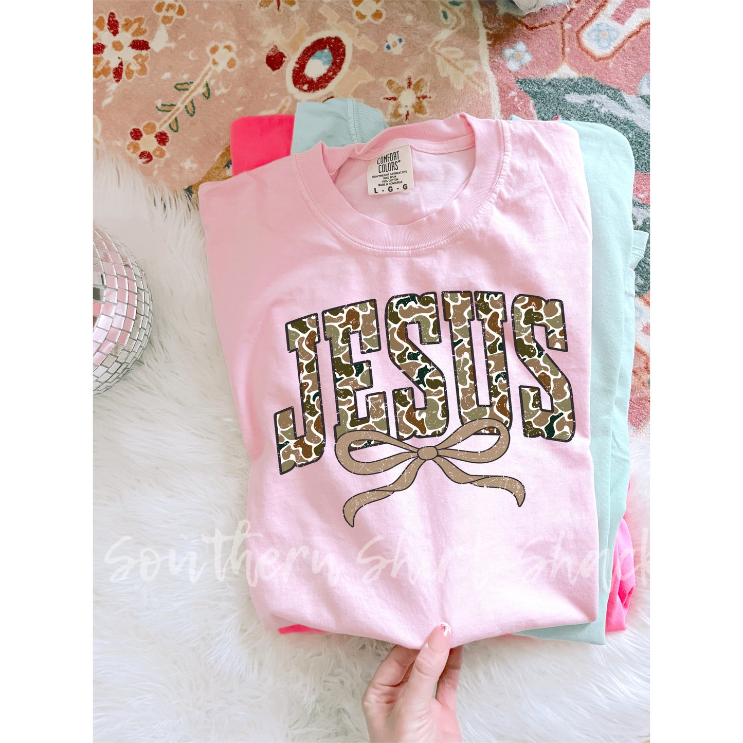 Camo Jesus Comfort Colors tee | Blossom