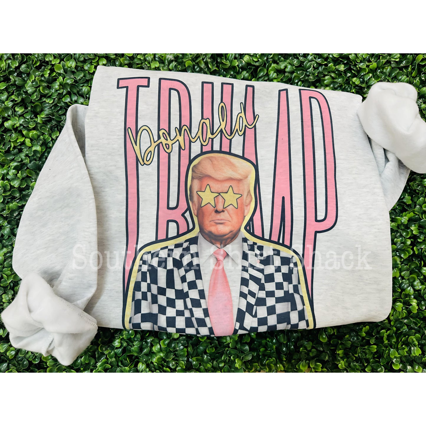 Preppy Checkered Trump Sweatshirt | Ash Gray