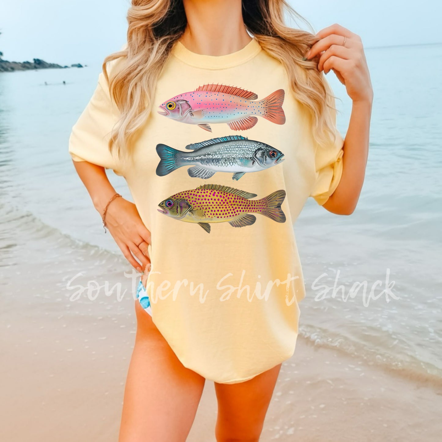 Trout Trio Comfort Colors tee | Banana