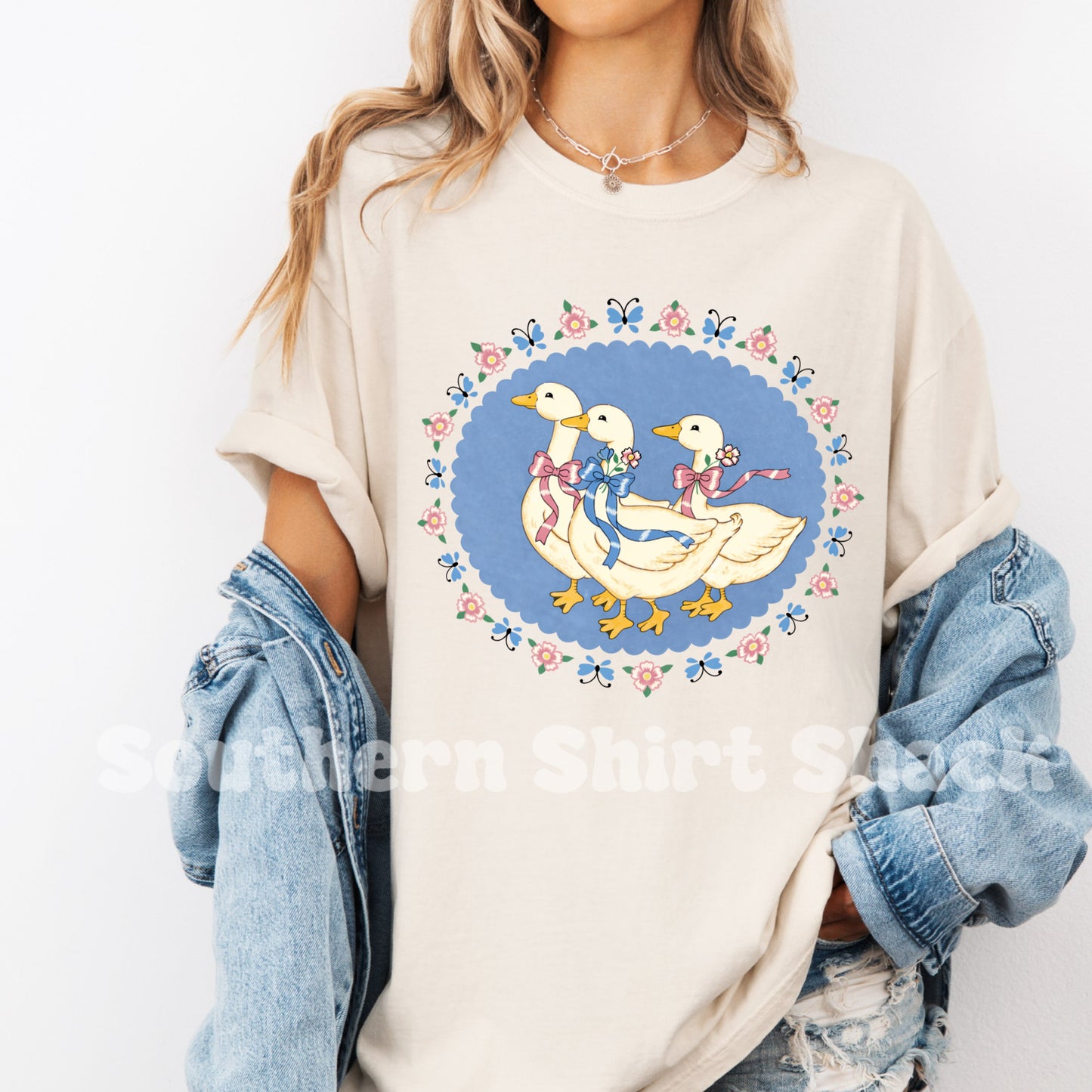 Coquette Geese Trio Comfort Colors tee | Ivory