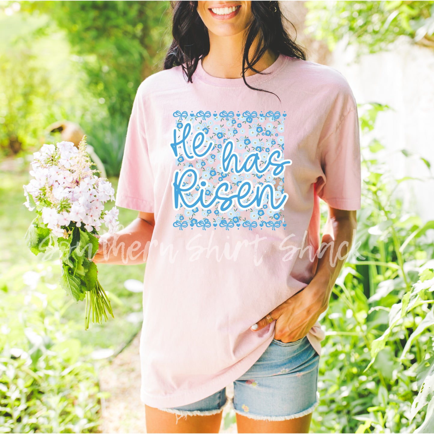 Floral He Has Risen Comfort Colors tee | Blossom