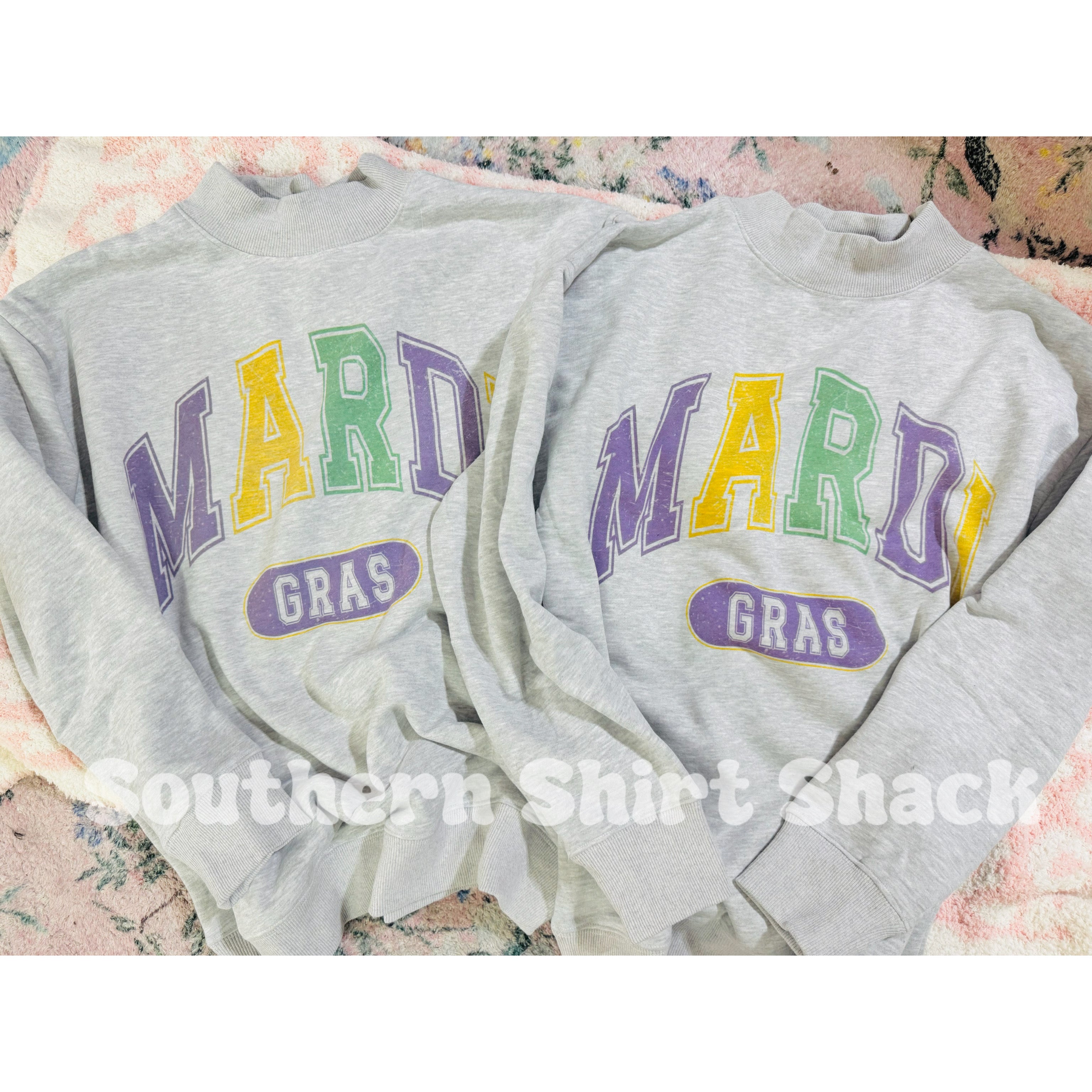 Varsity Mardi Gras Mock Neck Sweatshirt | READY TO SHIP – Southern