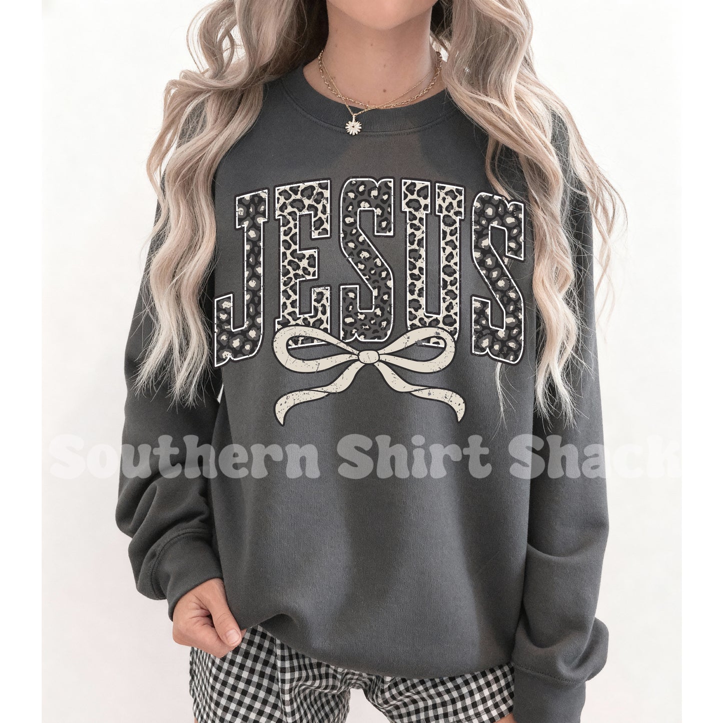 Leopard Jesus Sweatshirt | Charcoal