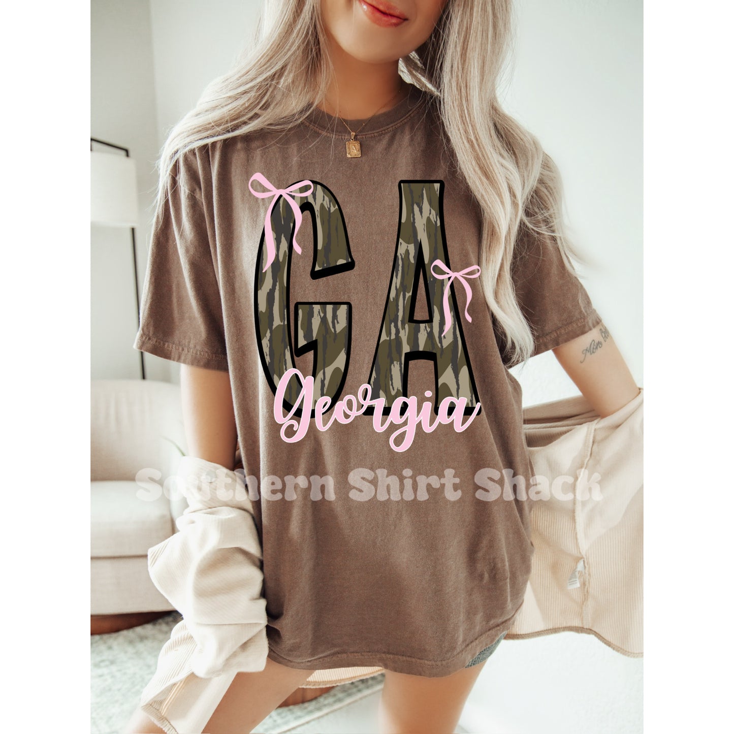 CUSTOM camo coquette state Comfort Colors tee | Espresso