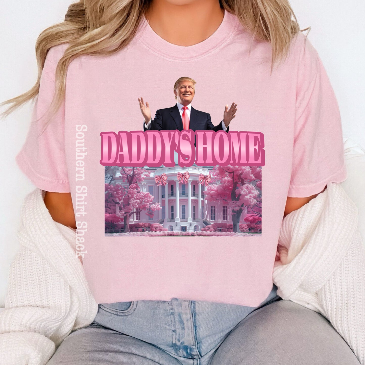 Daddy’s Home with bows | Comfort Colors Tee