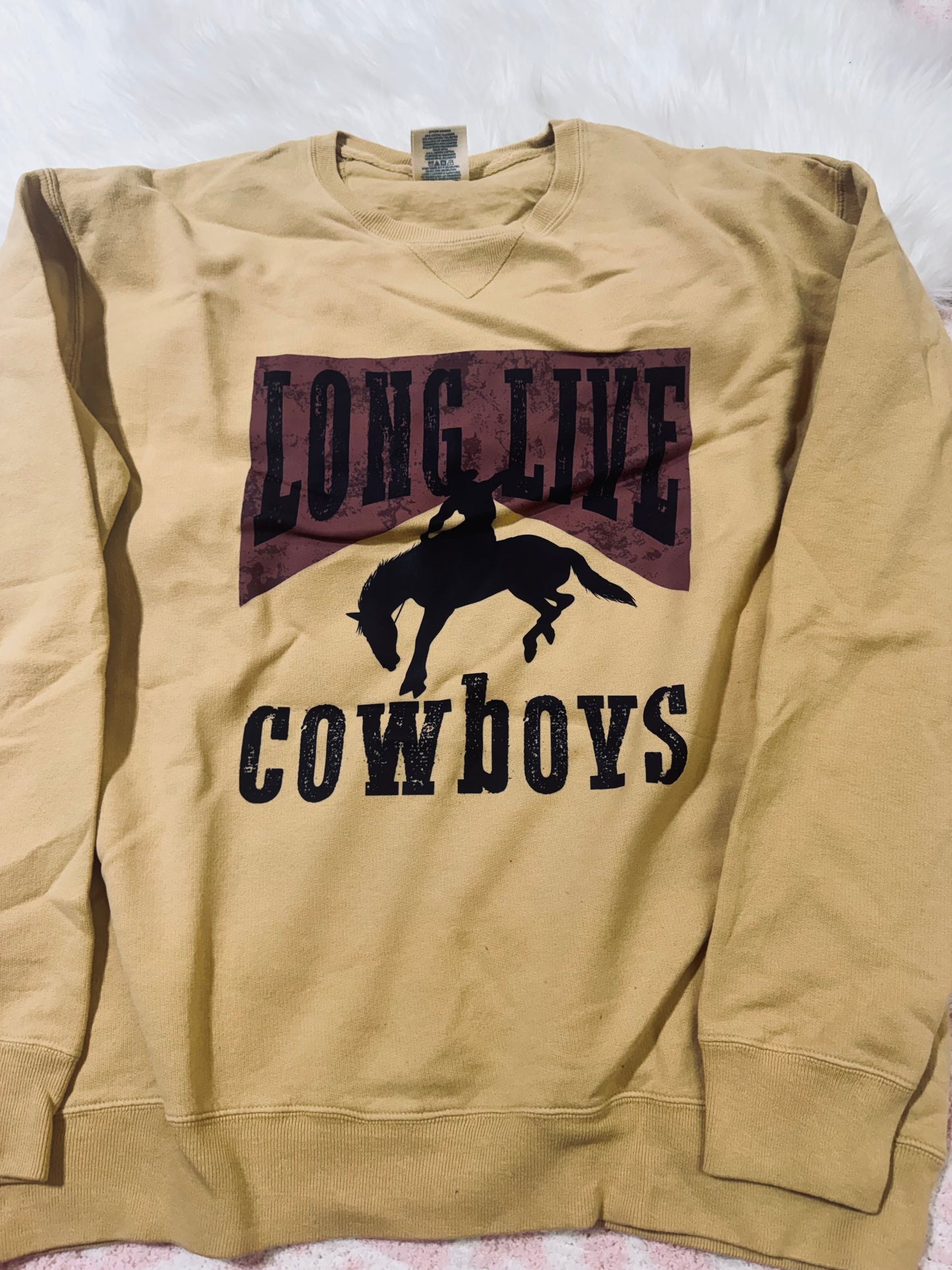 Long Live Cowboys Mustard Crewneck| M | READY TO SHIP