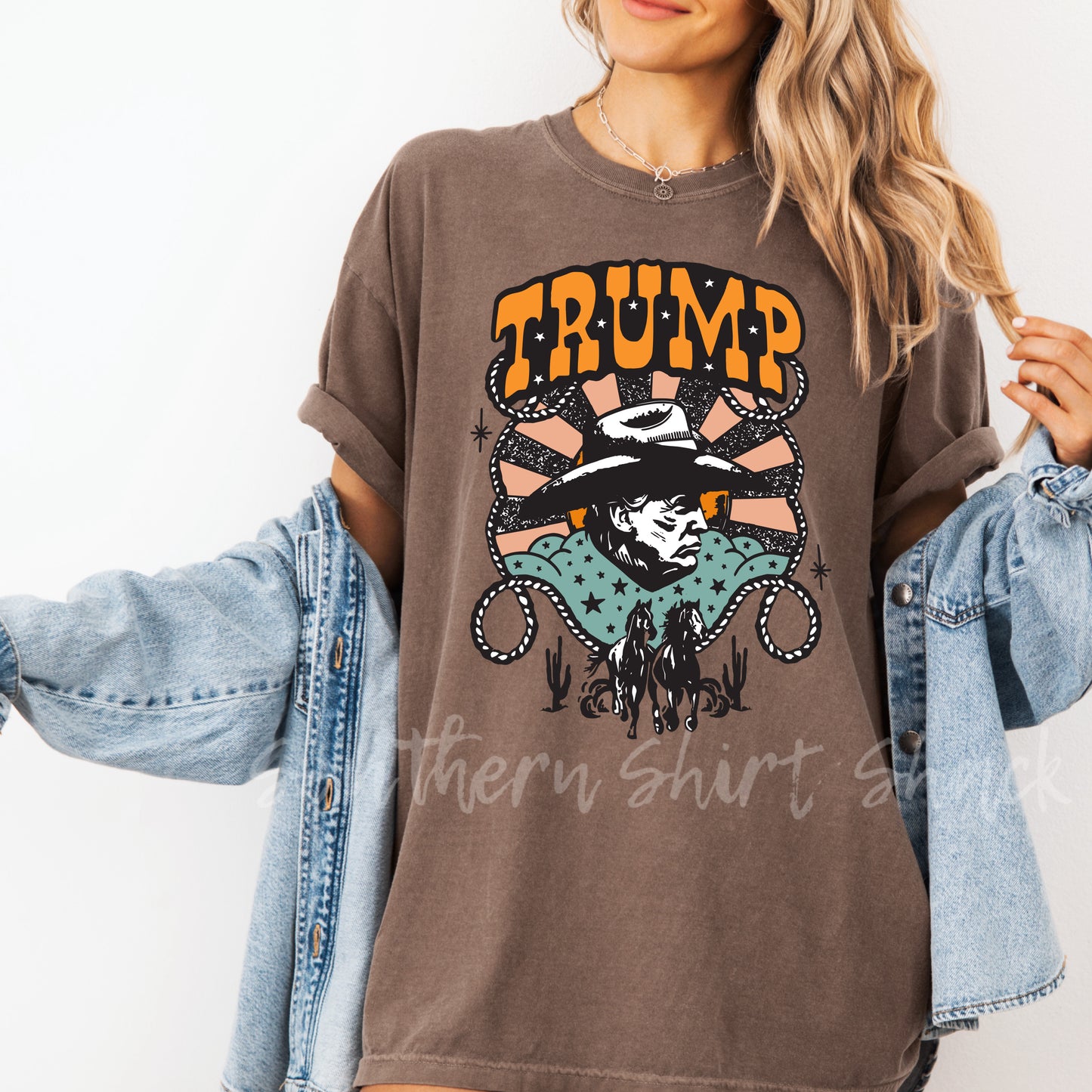 Western Cowboy Trump Comfort Colors tee | Espresso