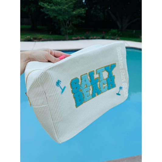 SALTY BEACH chenille patch travel bag