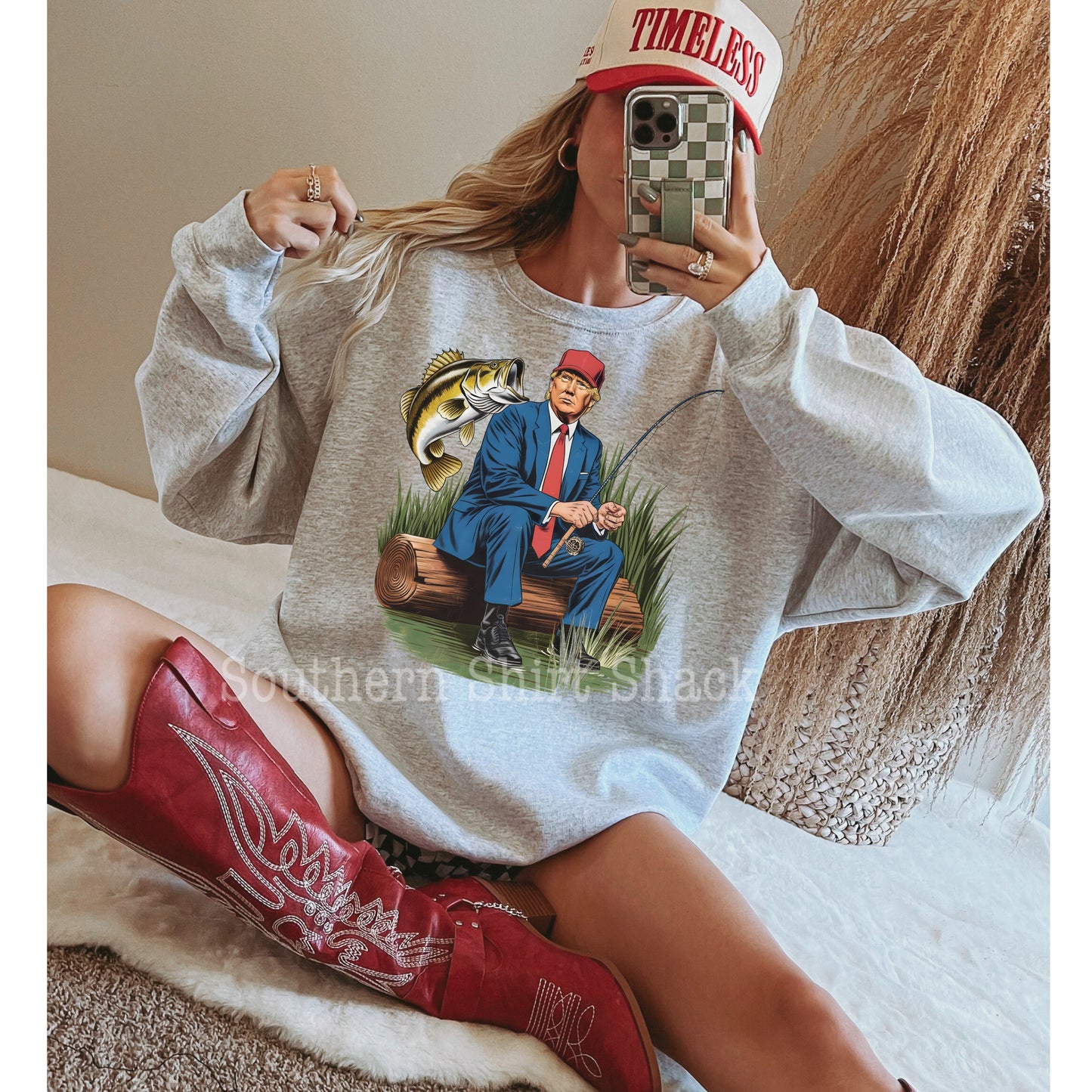 Donald Goes Fishing | Ash Gray Sweatshirt