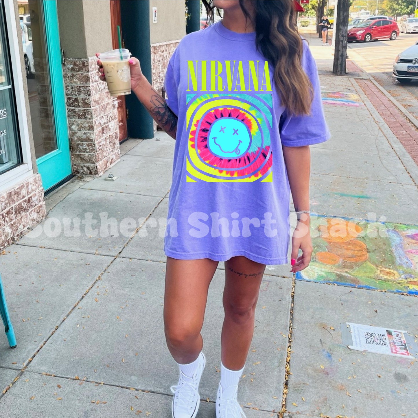 Nirva@na Tie Dye | Violet comfort colors tee