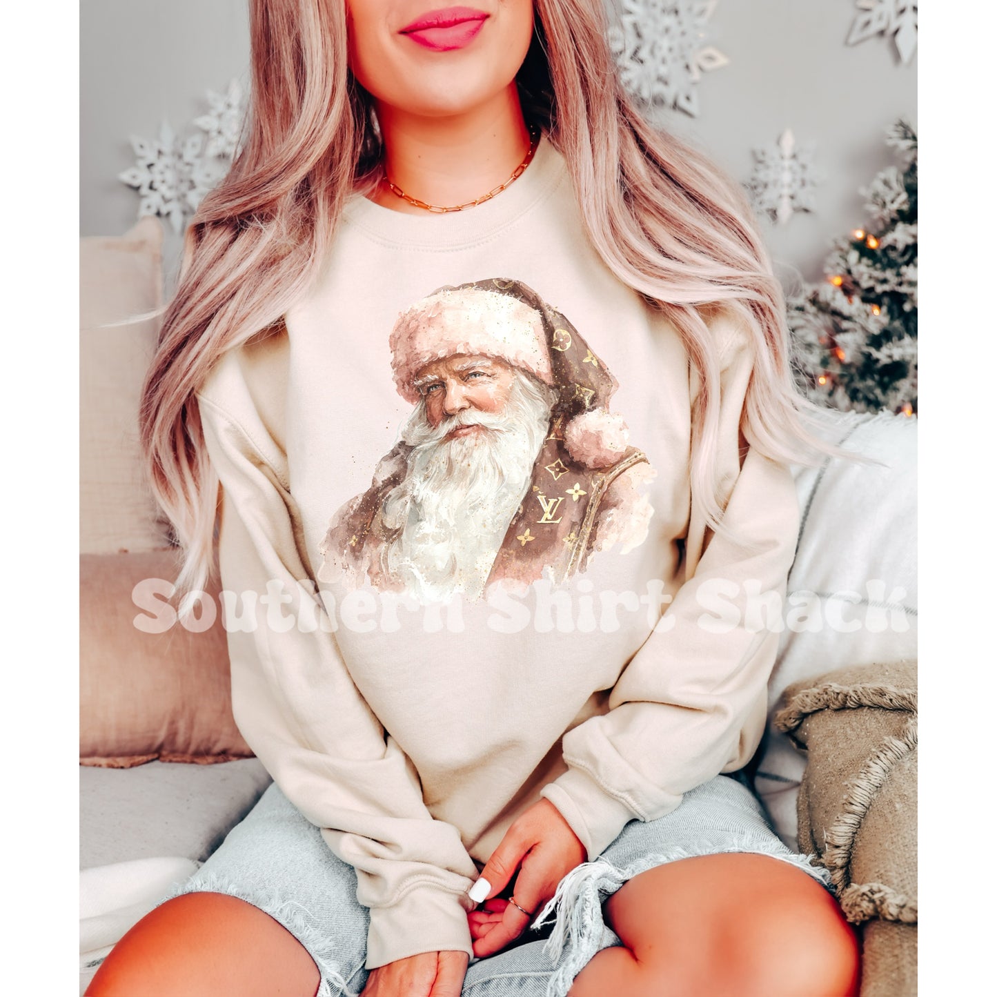 Classy Boujee Santa | Sand Sweatshirt