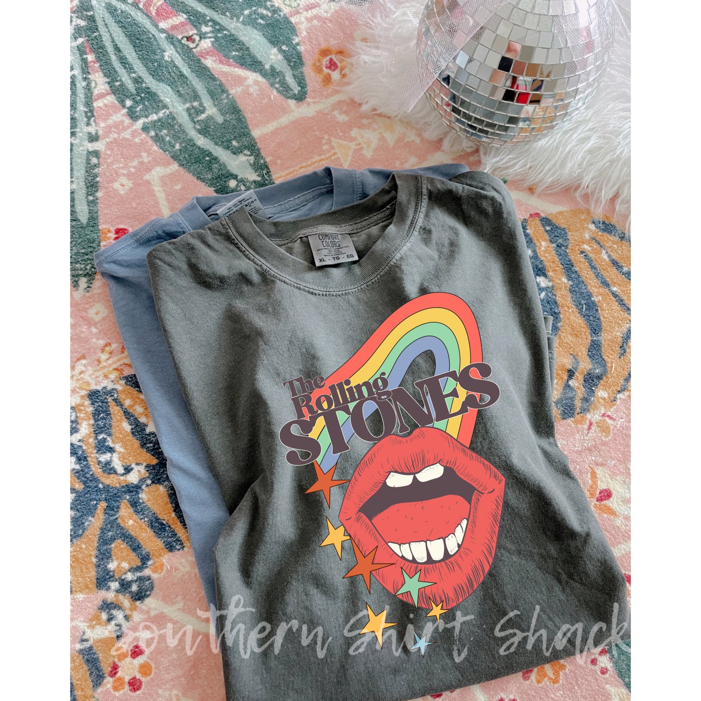 Groovy Rainbow Stones Comfort Colors tee | Pepper