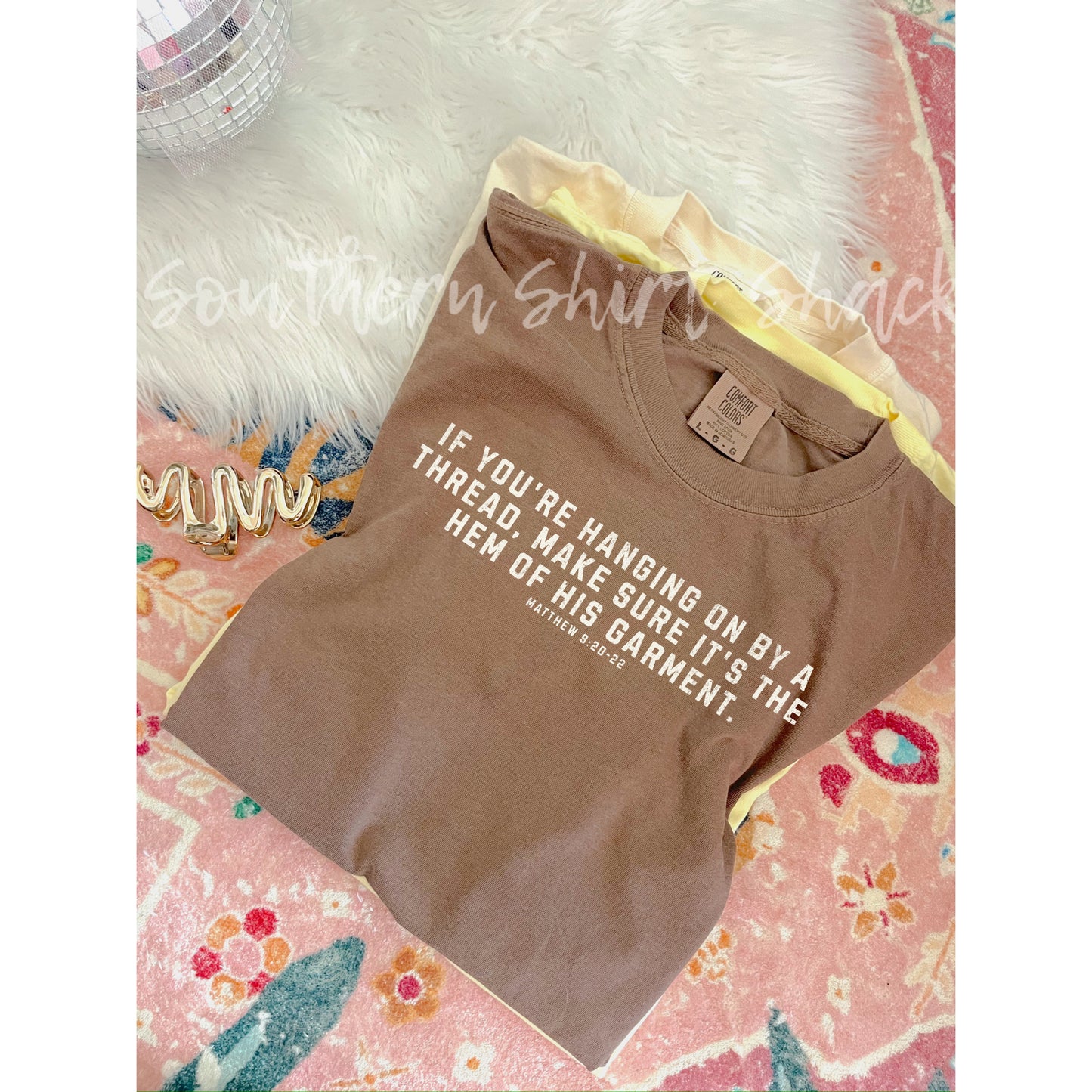 Hanging on by a thread Comfort Colors tee | Espresso