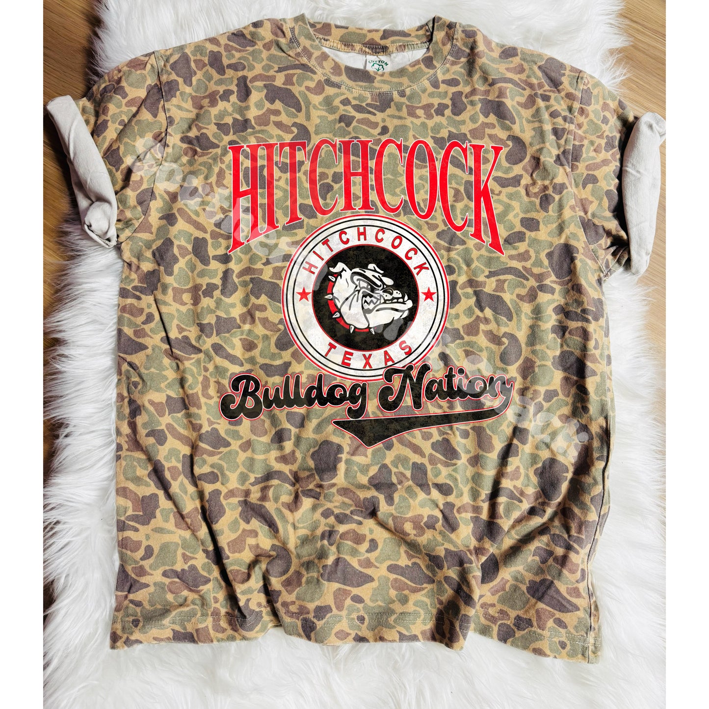 Varsity School Town Spirit Shirt | Duck Camo Cotton Tee