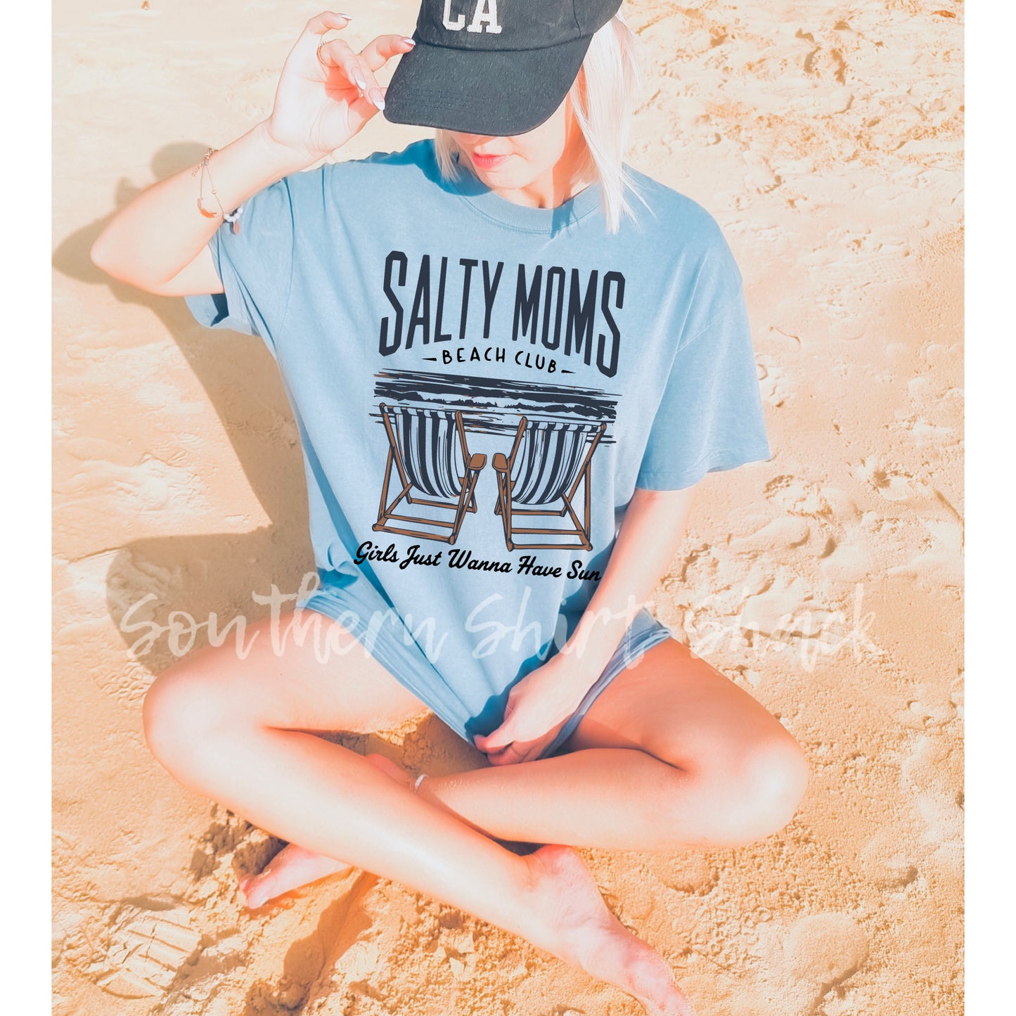 Salty Moms Beach Club | Blue Jean CC tee