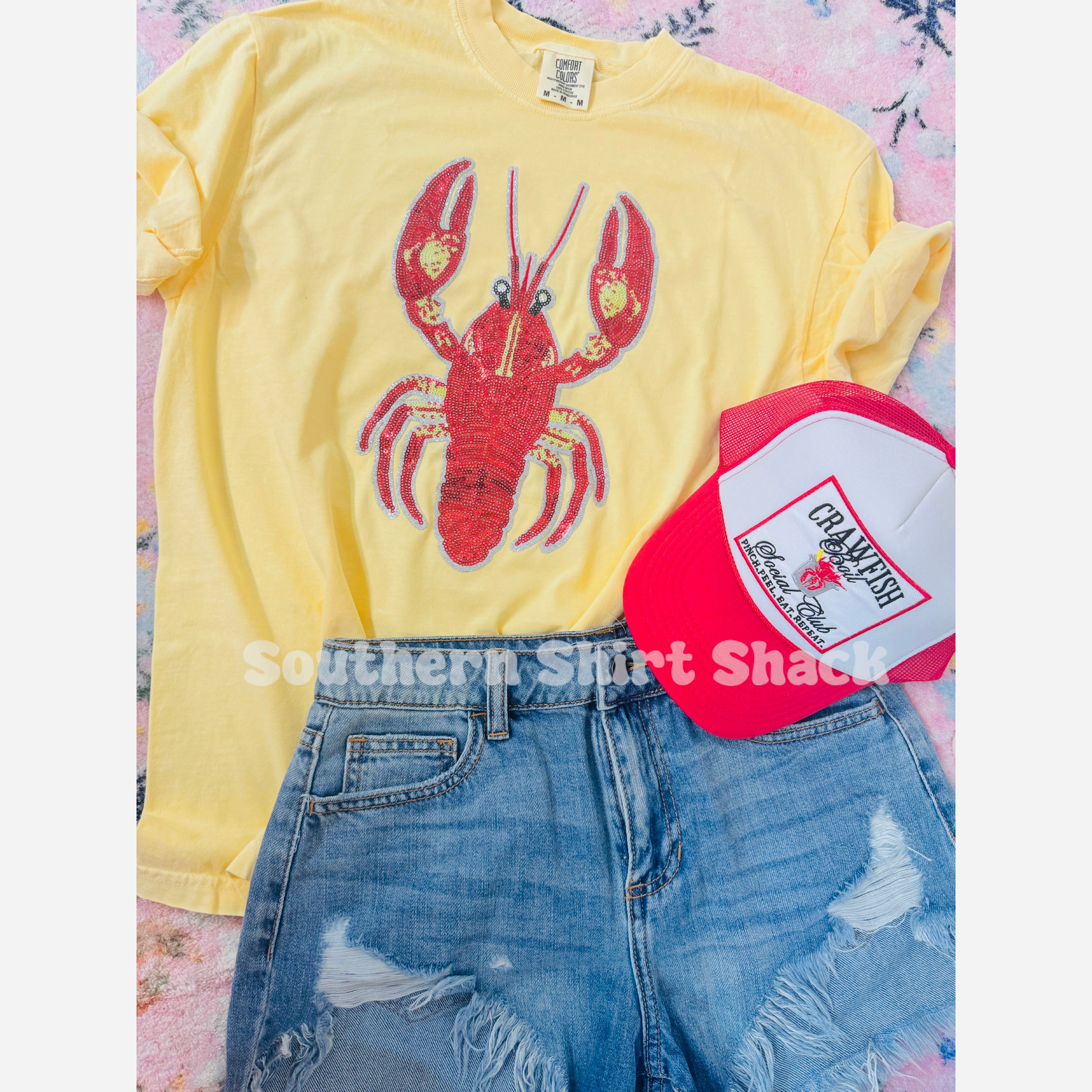 Crawfish Sequin Short Sleeve Top