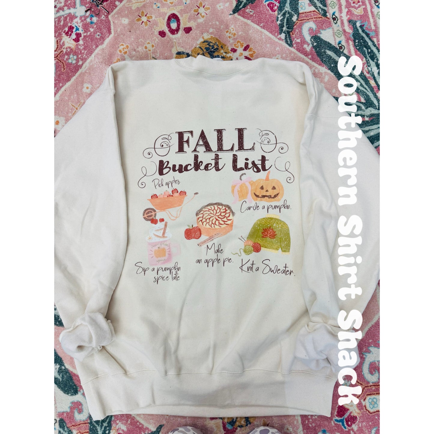 Fall bucket list sweatshirt| front and back Ivory Sweatshirt