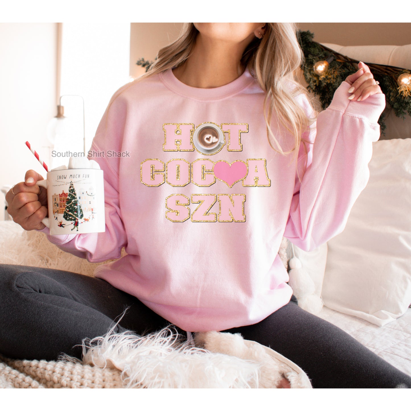 Hot CoCoa Szn| Faux Chenille Patch Sweatshirt