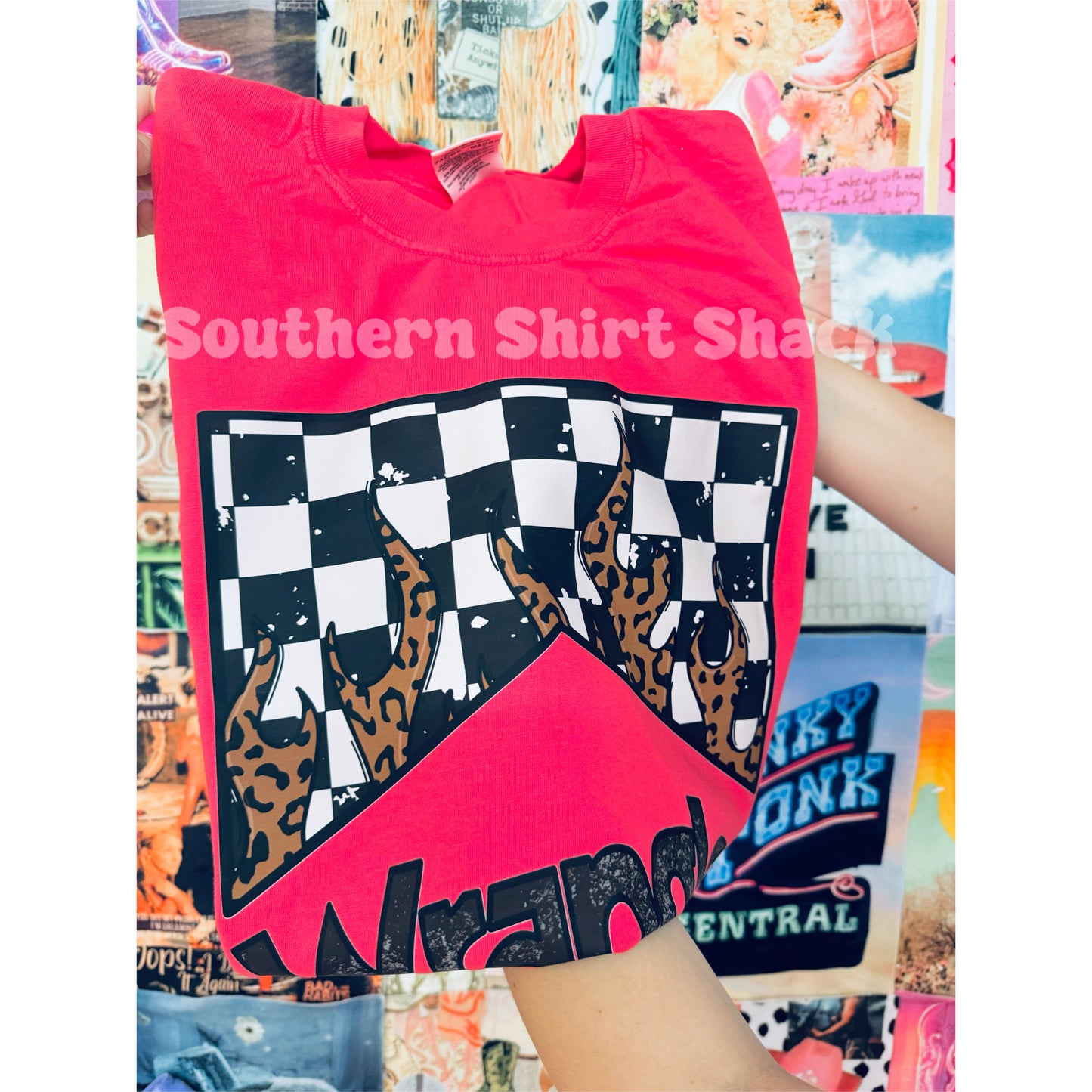 Checkered Wr@ngler | Paprika Comfort Colors tee