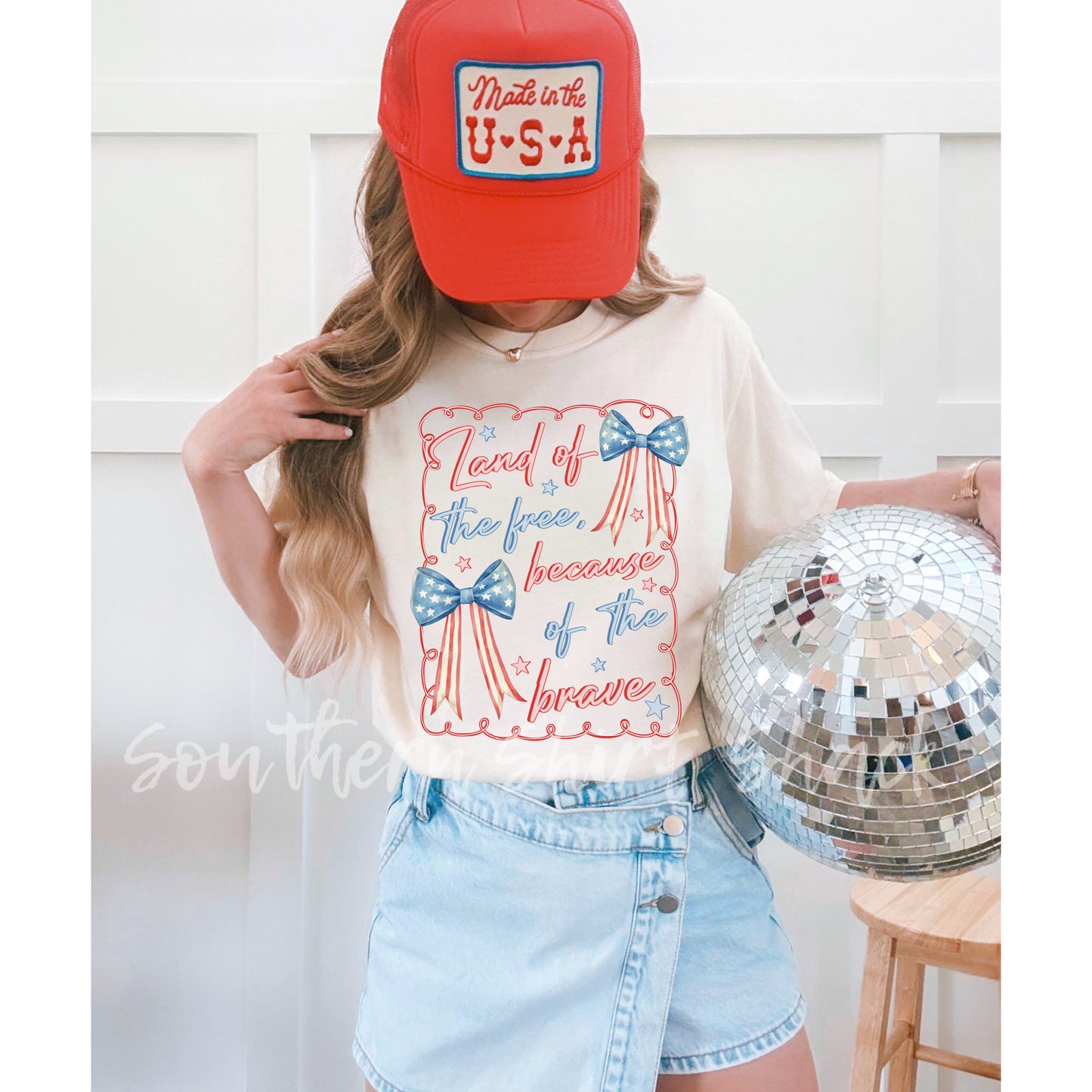 Land of the Free because of the Brave Colors tee | Ivory