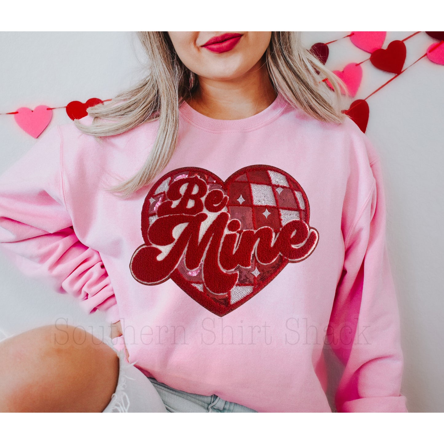 Be Mine Disco Heart Sequin Patch Sweatshirt