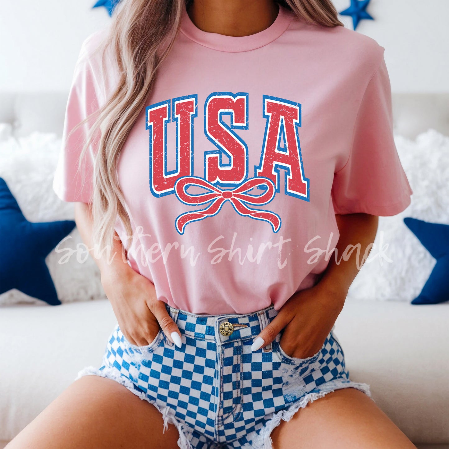 Simple USA Bow Comfort Colors tee | Blossom