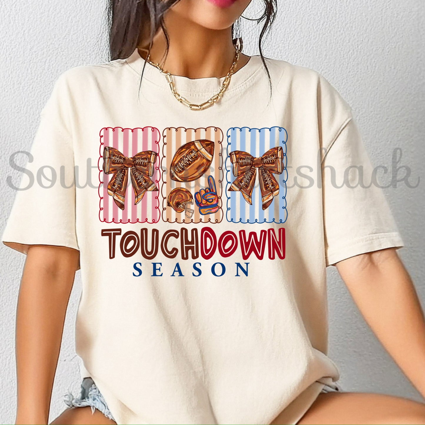 Preppy Touchdown Season Comfort Colors tee | Ivory