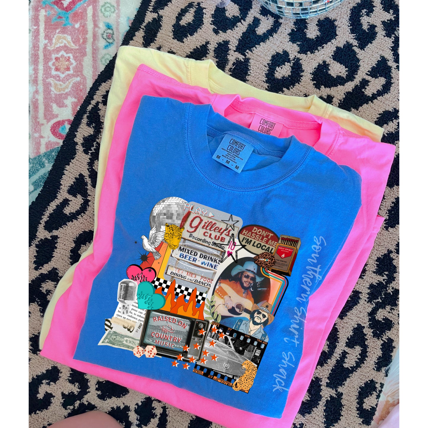 Western Vibes collage Comfort Colors tee | Flo Blue