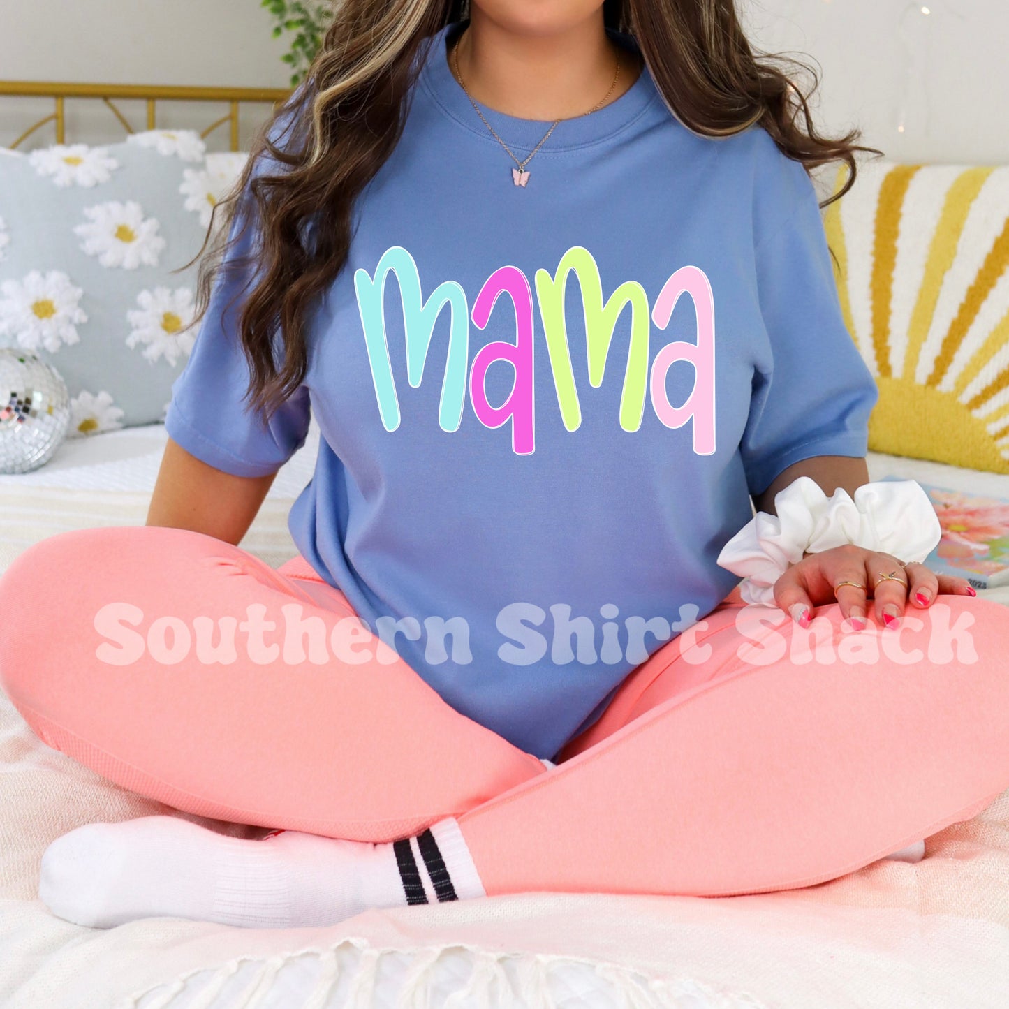 Colorful Mama Comfort Colors tee | Flo blue
