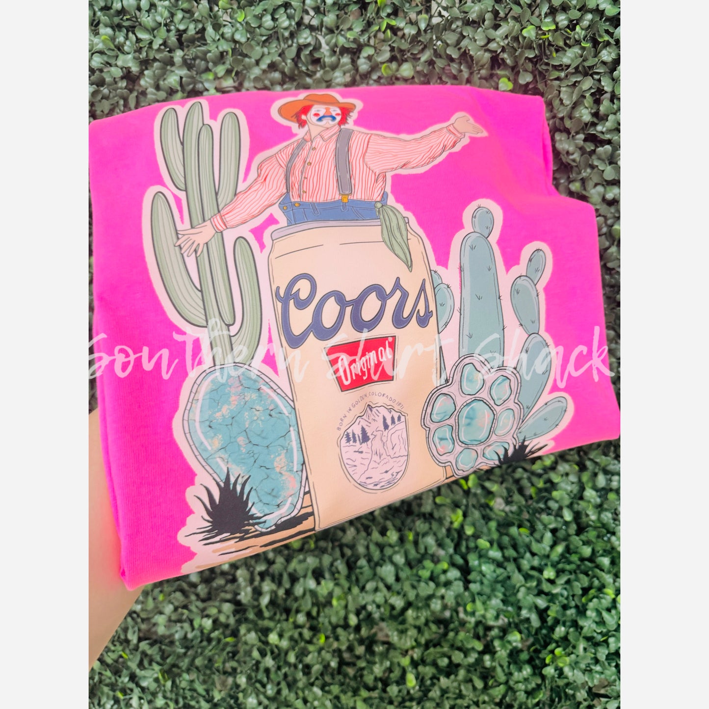 Rodeo Clown Comfort Colors Tee | Neon Pink