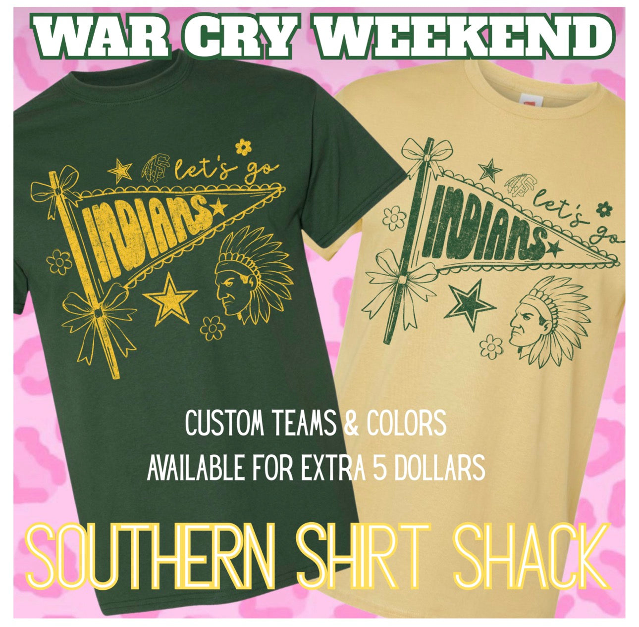 War Cry Weekend Tee | Preppy School Spirit Pennant Tee | Customs Teams & Colors Available | NO CODES ALLOWED